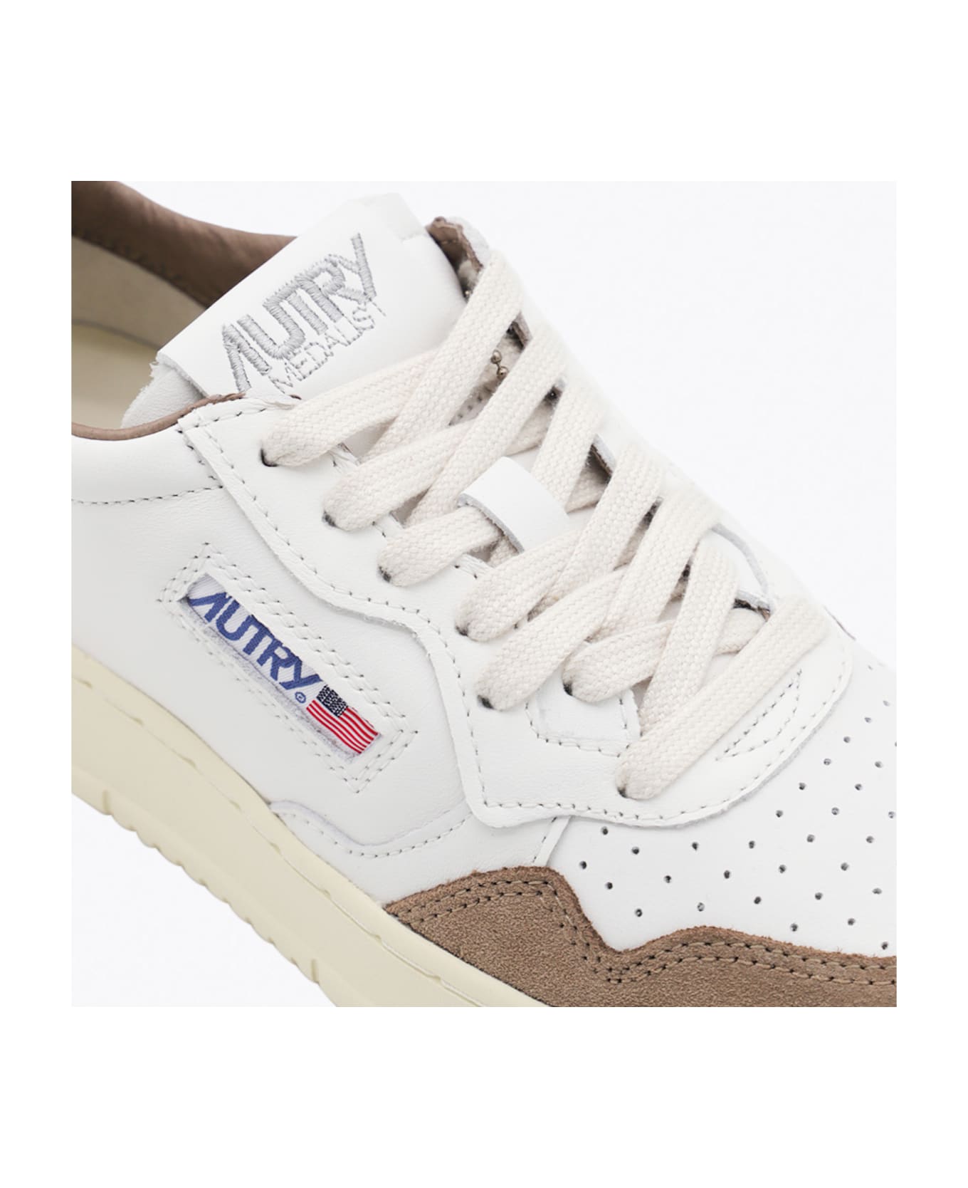 Autry White And Brown Leather Medalist Sneakers - WHITE/TOBACCO