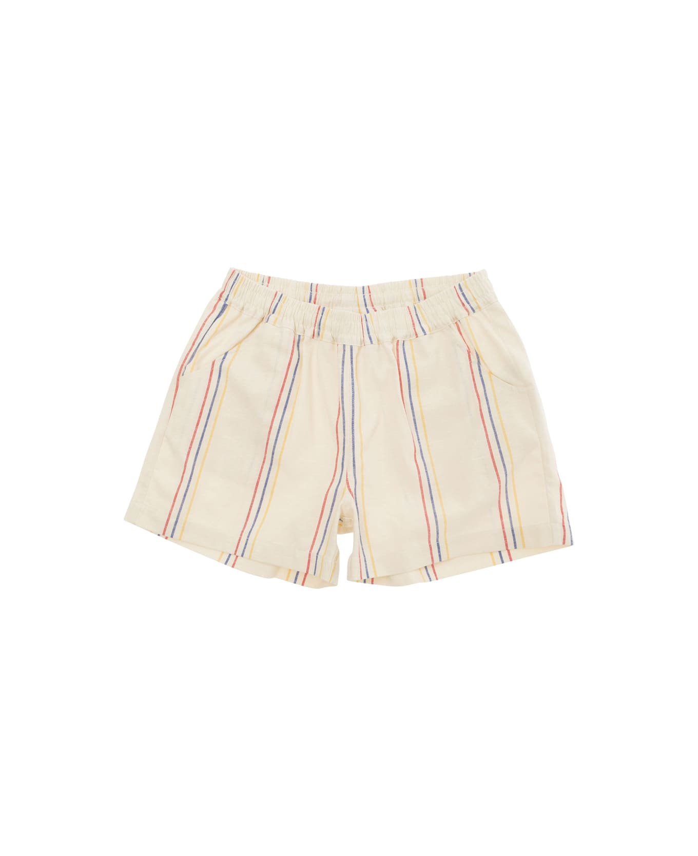 Mini Rodini Stripe Woven Shorts - White ボトムス