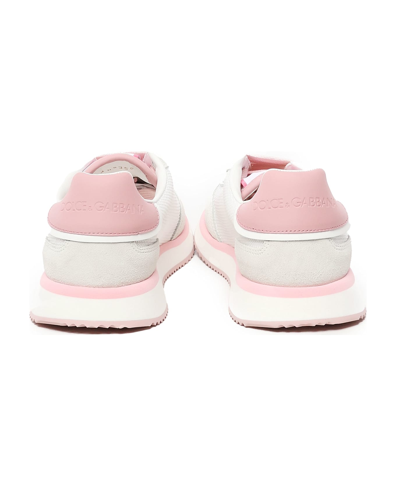 Dolce & Gabbana Sneaker Dg Cushion In Mix Di Materiali - WHITE, pink