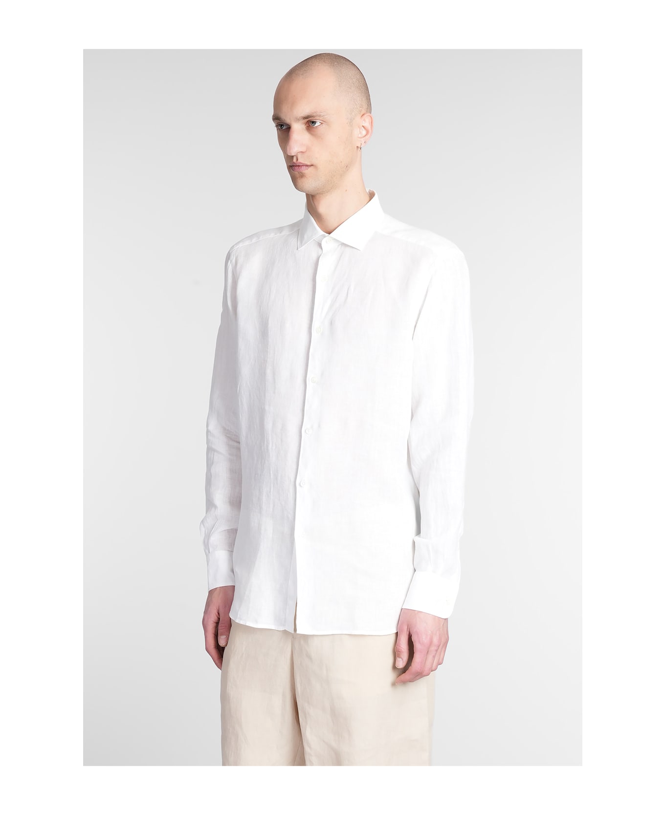 Zegna Shirt In White Linen - white