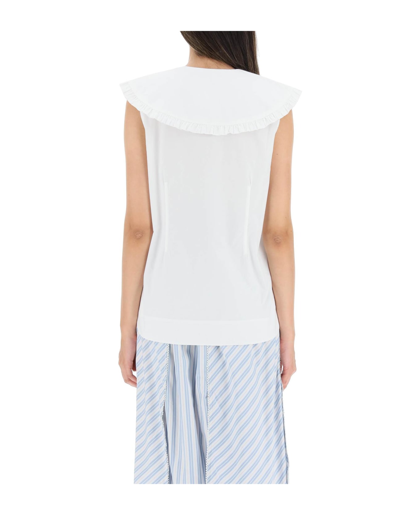 Ganni Cotton Sleeveless Shirt With Oversized Collar シャツ