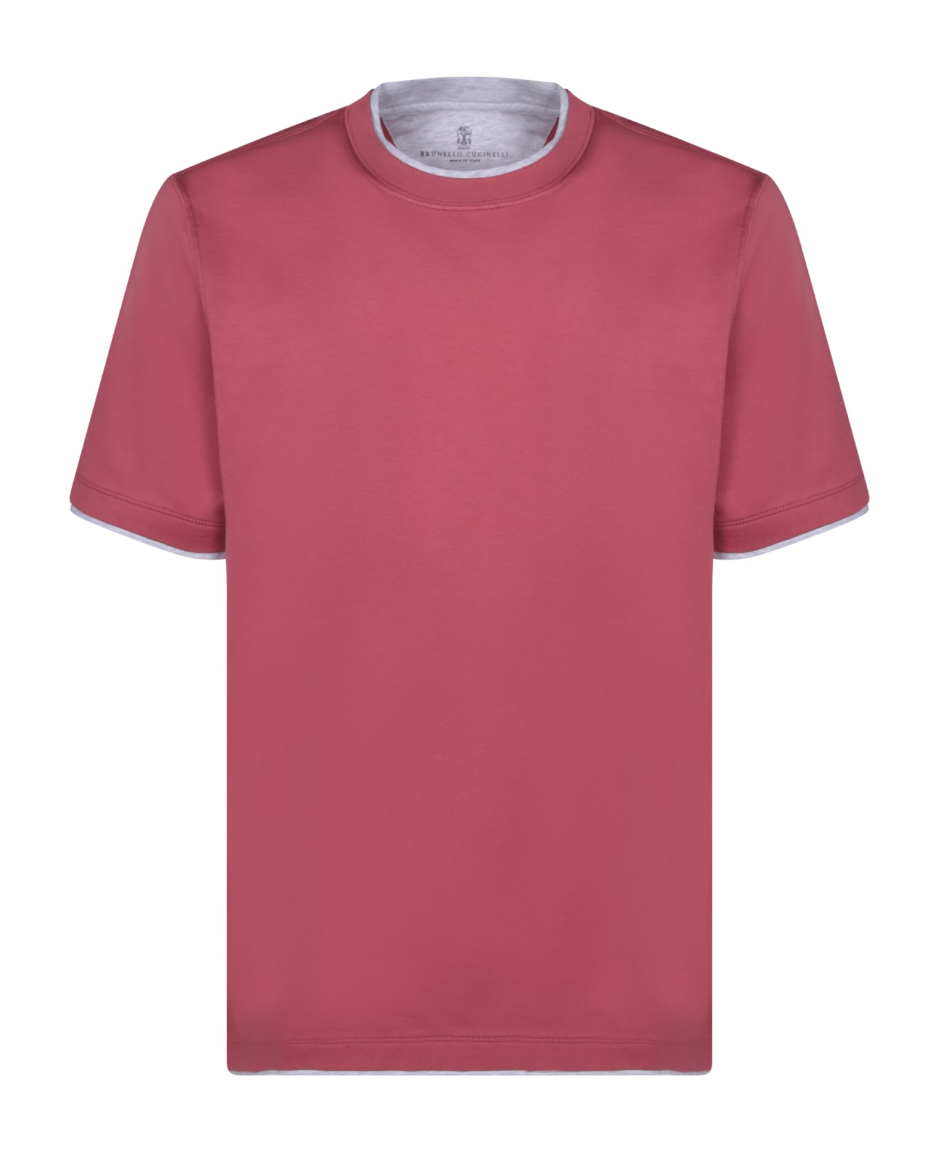 Brunello Cucinelli Contrastind Edges Salmon T-shirt - Red