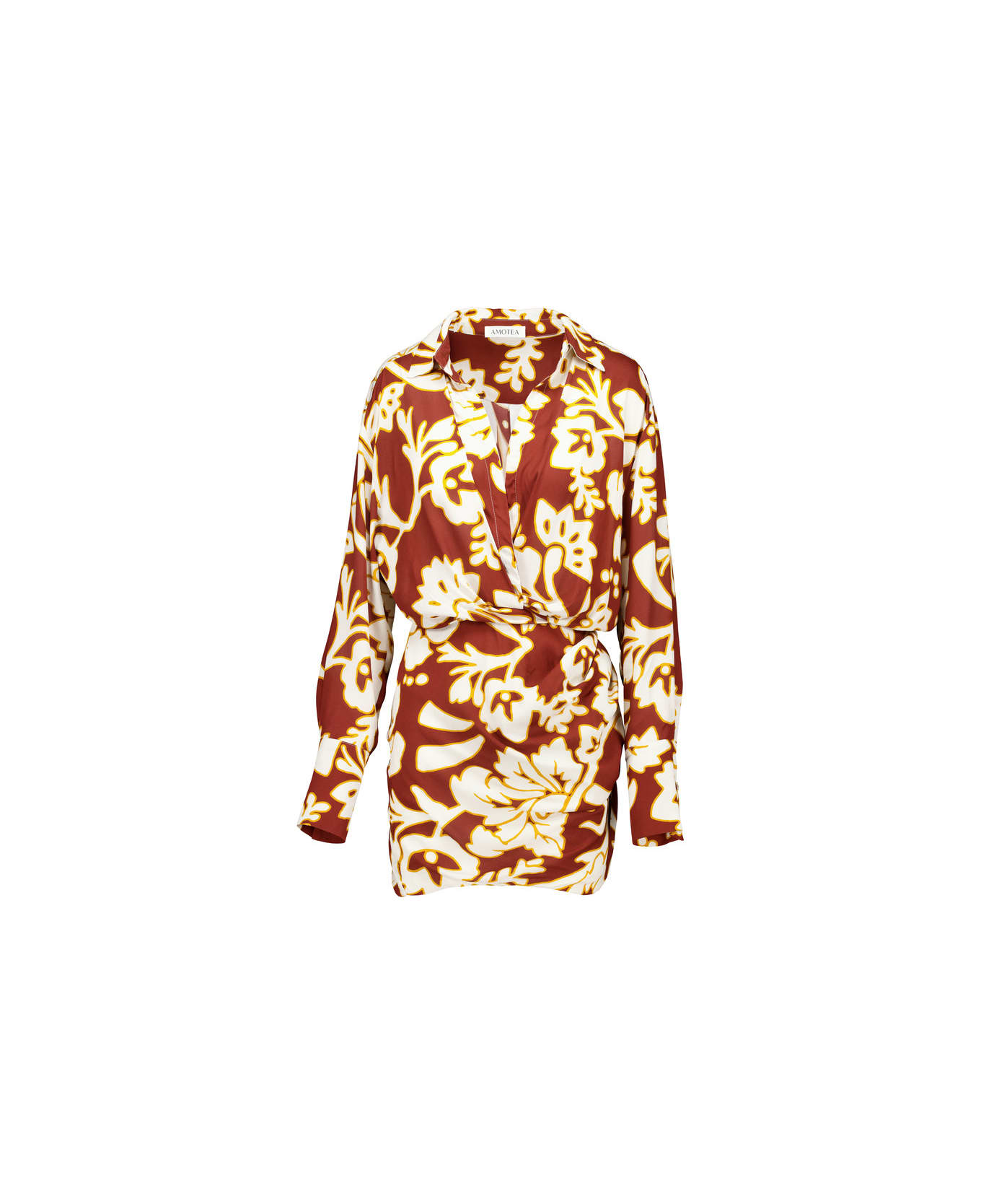 Amotea Sofia In Flowered Burgundy Viscose - Burgundy
