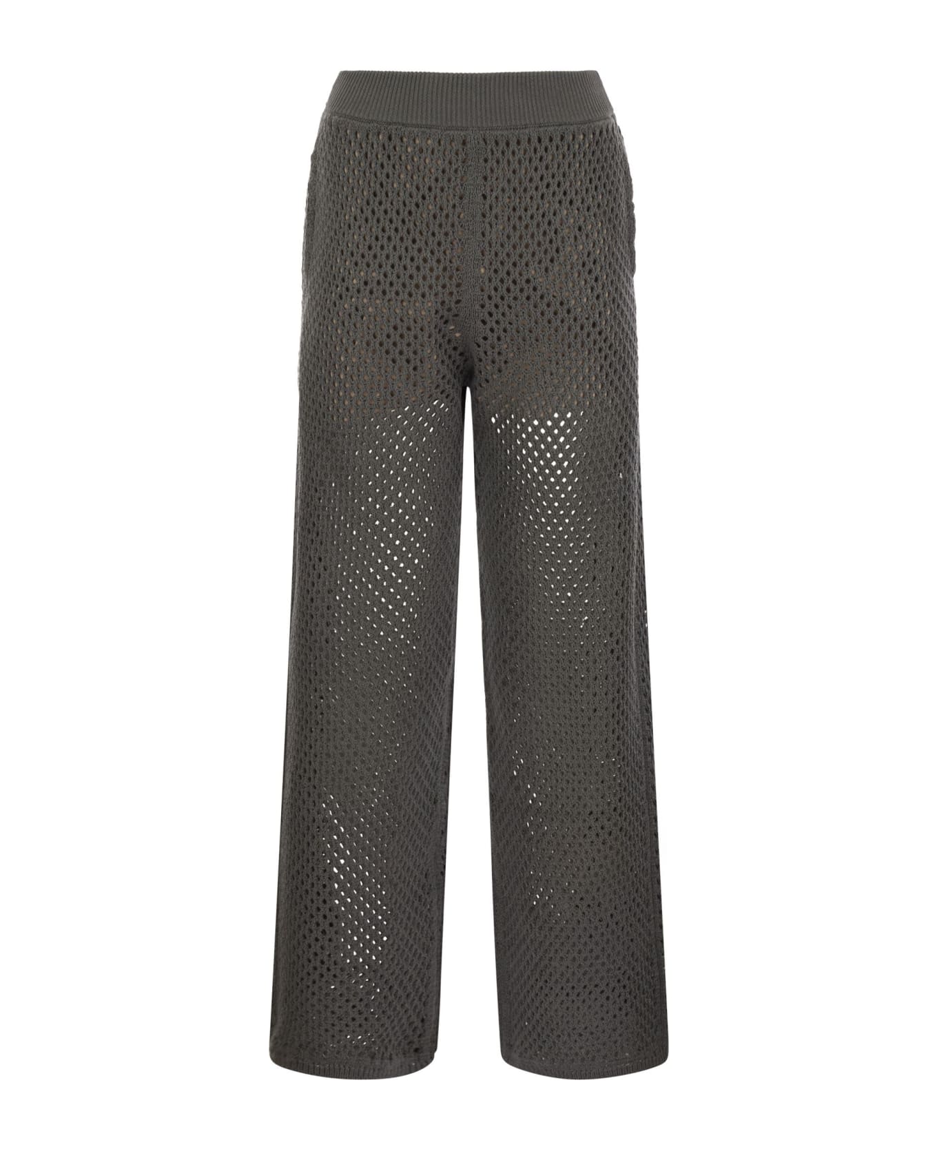 Brunello Cucinelli Net Knit Cotton Trousers - Anthracite ボトムス