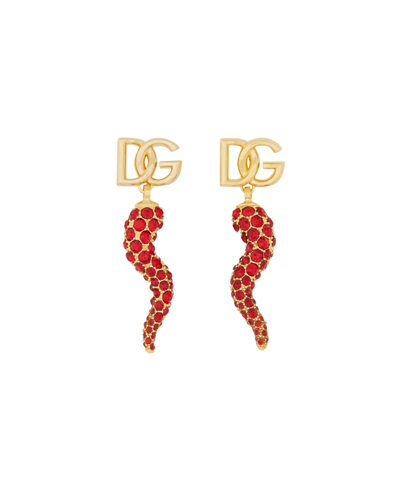 Dolce & Gabbana Earring With Logo And Cornet - GOLD