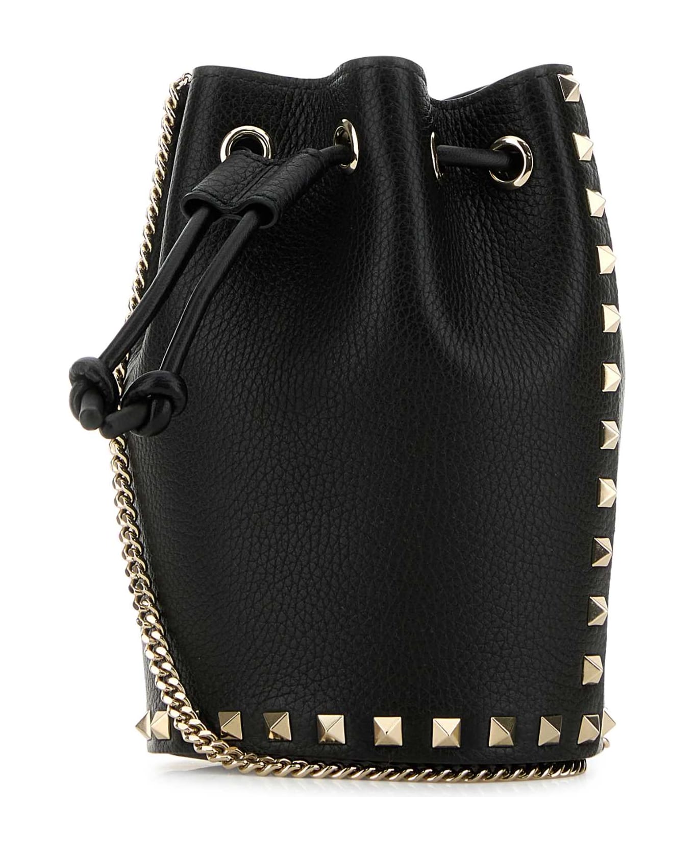 Black Leather Bucket Bag