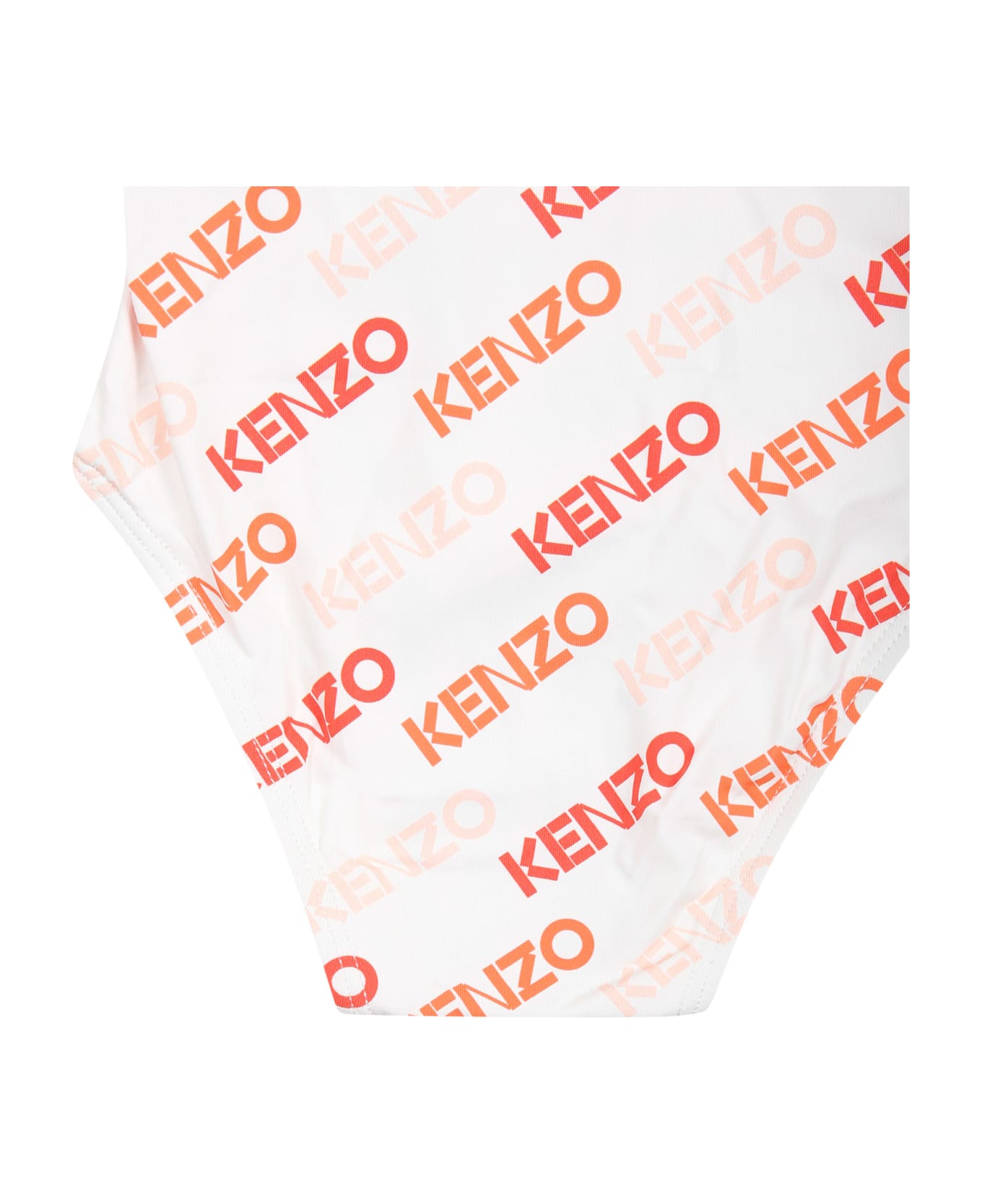 Kenzo Kids Swimsuit For Baby Girl With Logo - Bianco