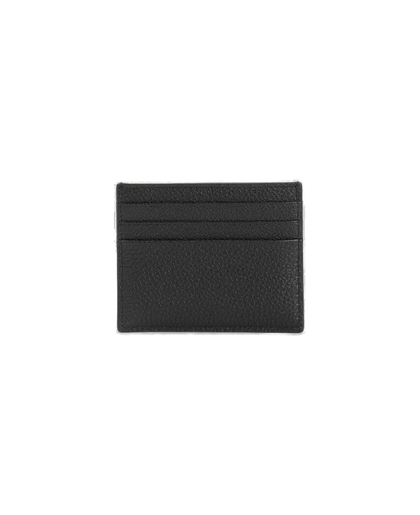 Prada Logo Plaque Open Top Cardholder - Black