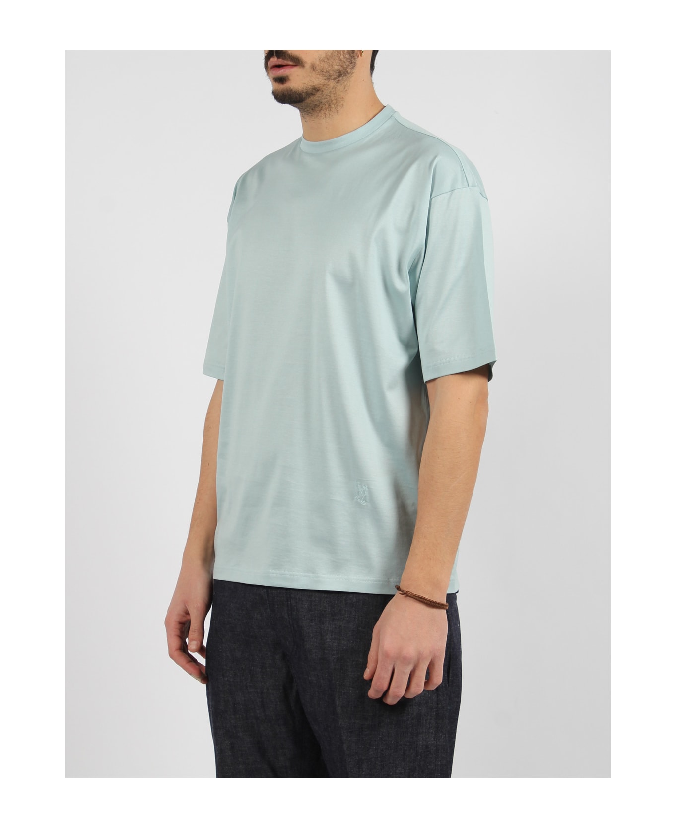 Low Brand Swallow Embroidery Jersey T-shirt - Blue
