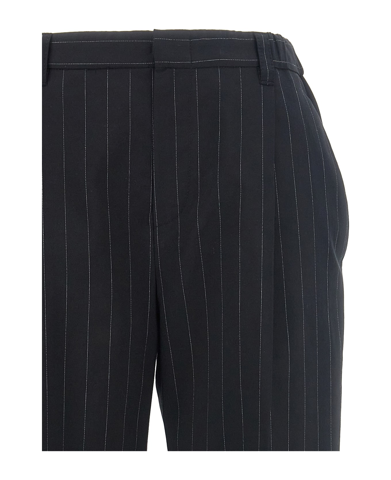 Brunello Cucinelli Pinstripe Trousers - White/Black