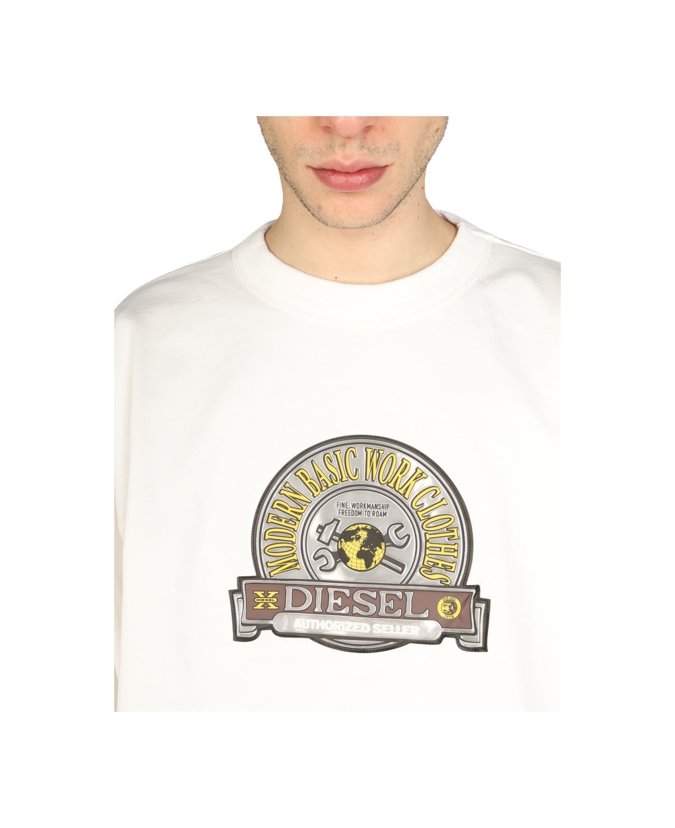 Diesel Logo Patch Sweatshirt - WHITE