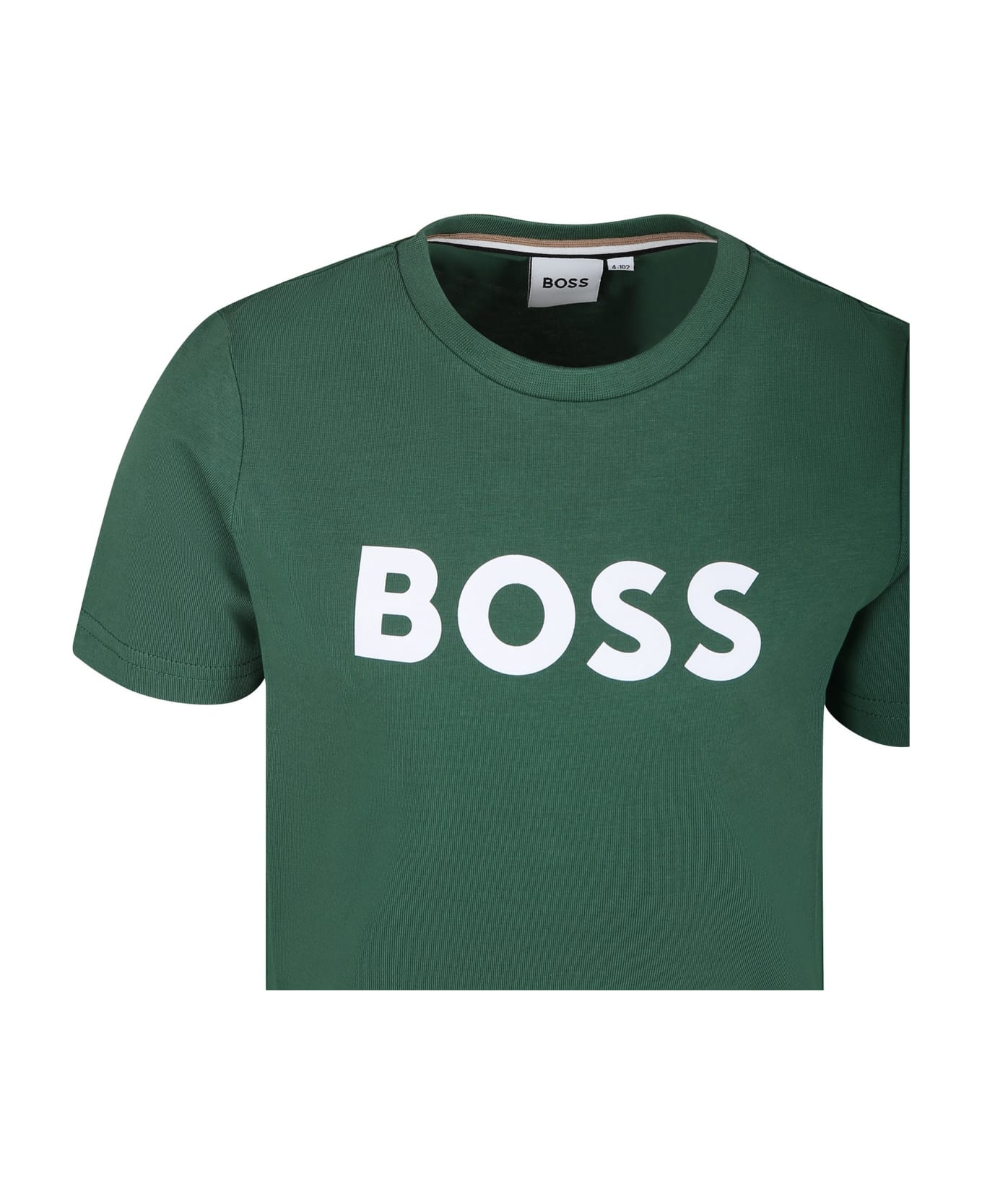Hugo Boss Green T-shirt For Boy With Logo - Green Tシャツ＆ポロシャツ