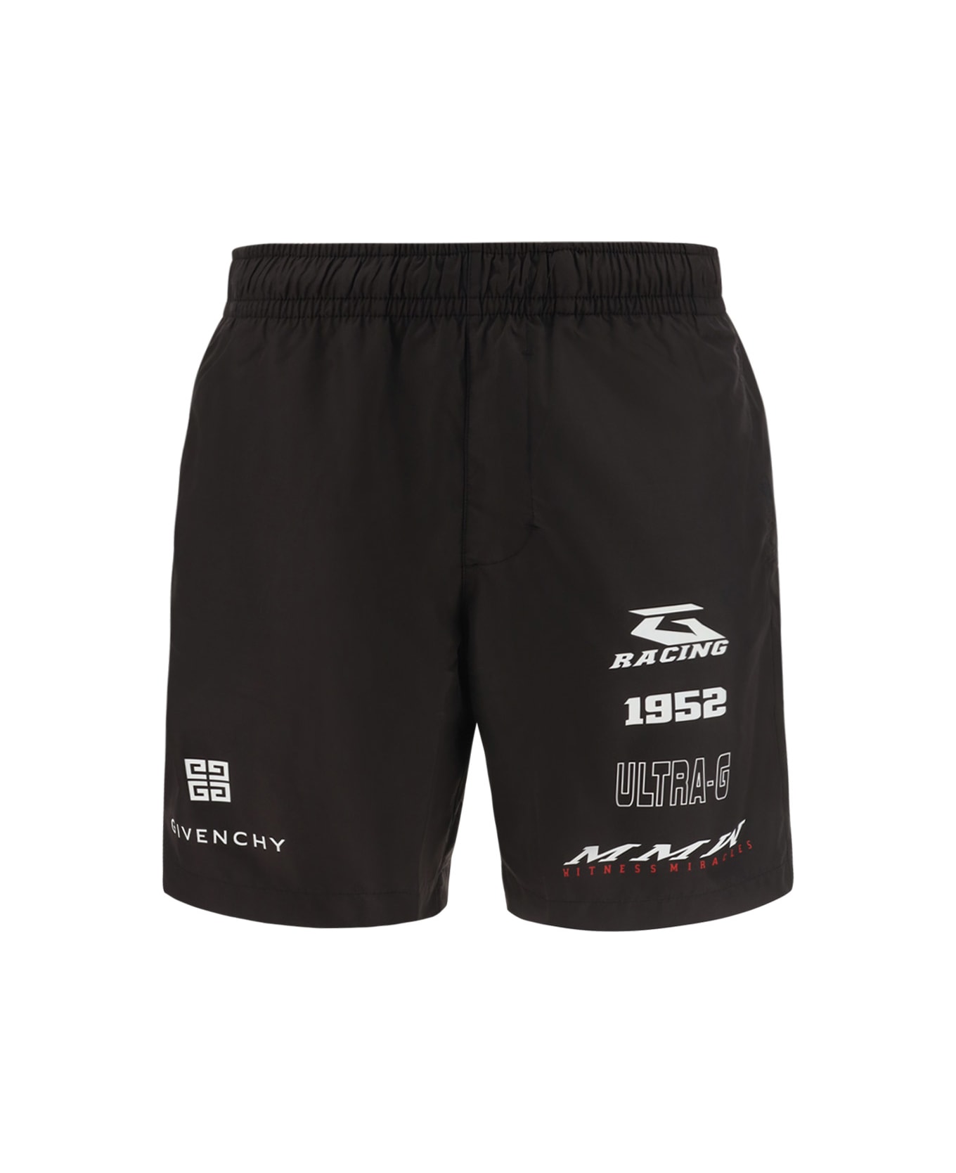 Givenchy Black Polyester Swimming Shorts - Black/white ショートパンツ