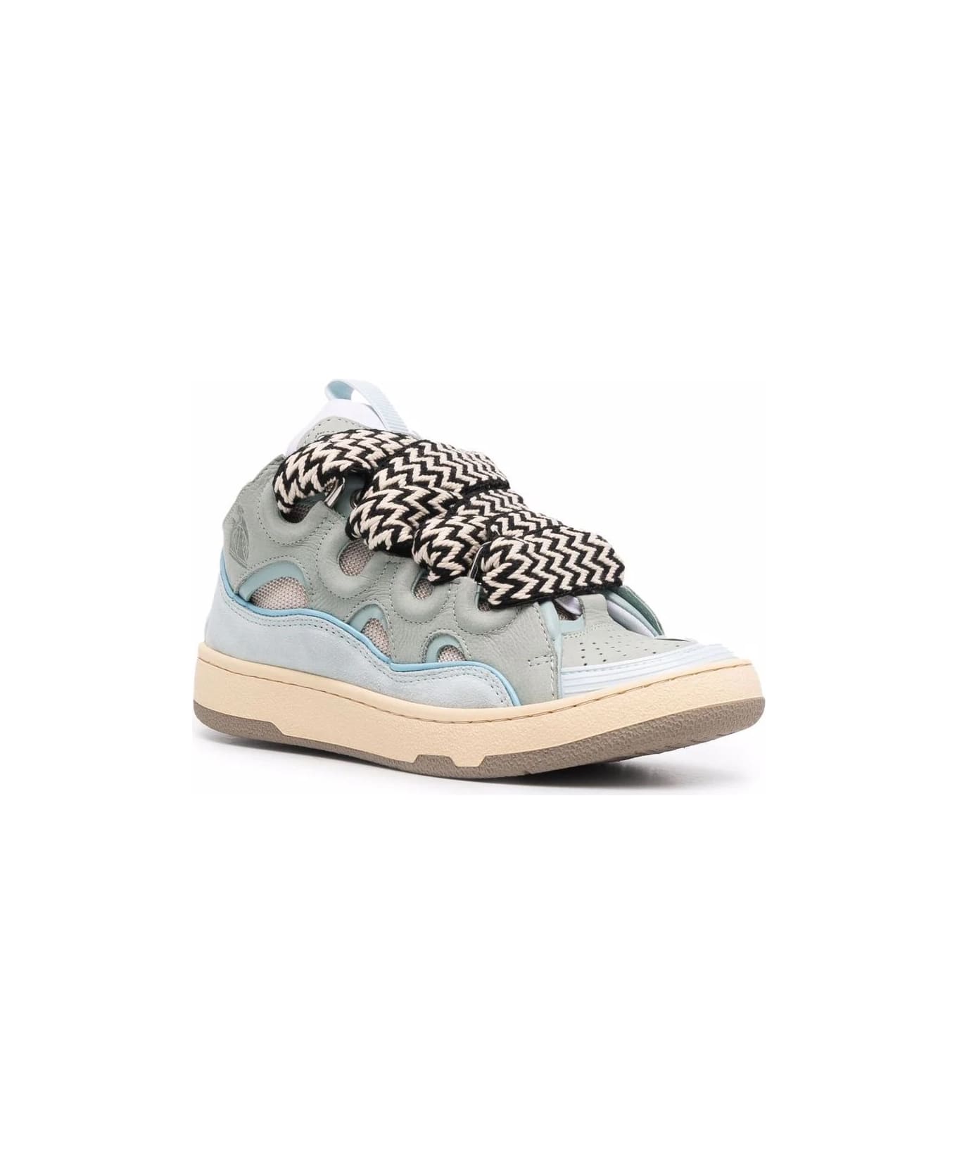 Lanvin Curb Sneakers In Light Blue Leather - Blue