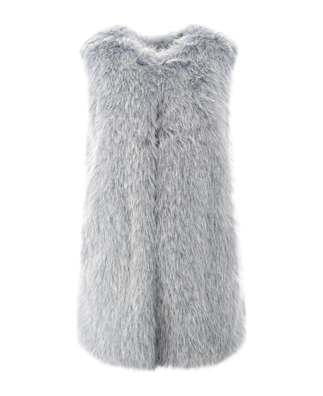 Herno Collarless Faux-fur Gilet - Grey