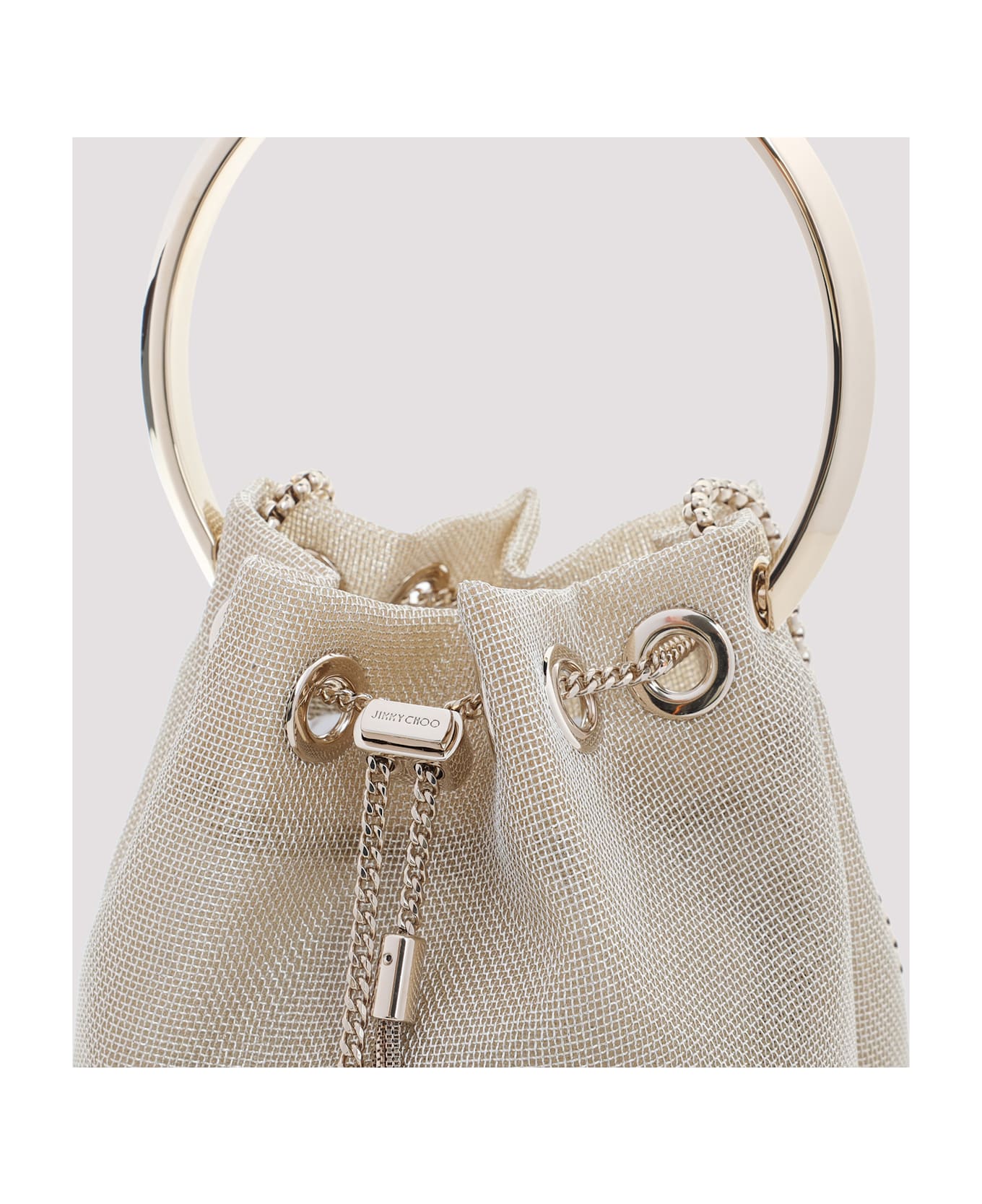 Jimmy Choo Bon Bon Metallic Mesh Handbag - Champagne Light Gold