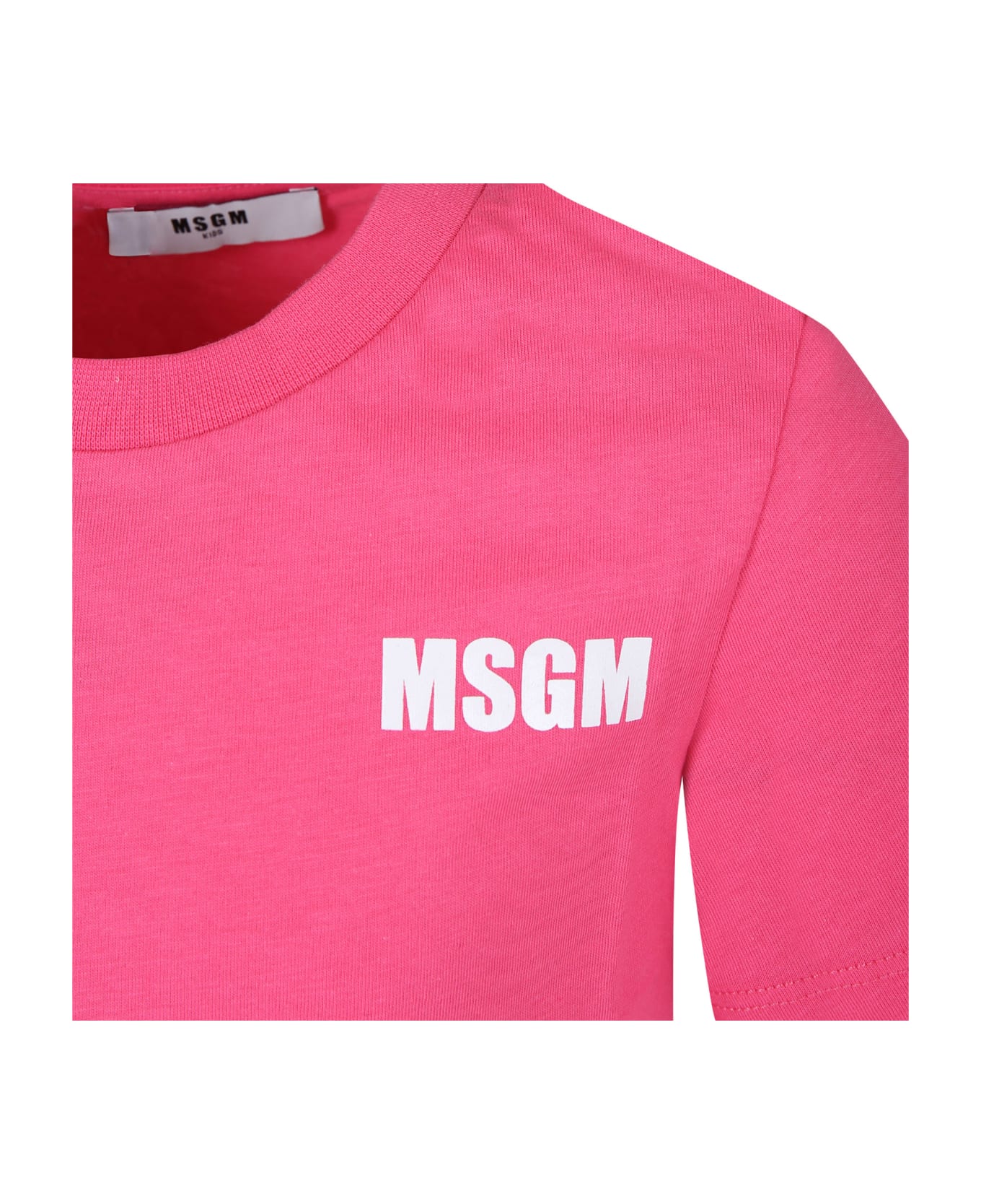 MSGM Fuchsia T-shirt For Girl With Logo - Fucsia
