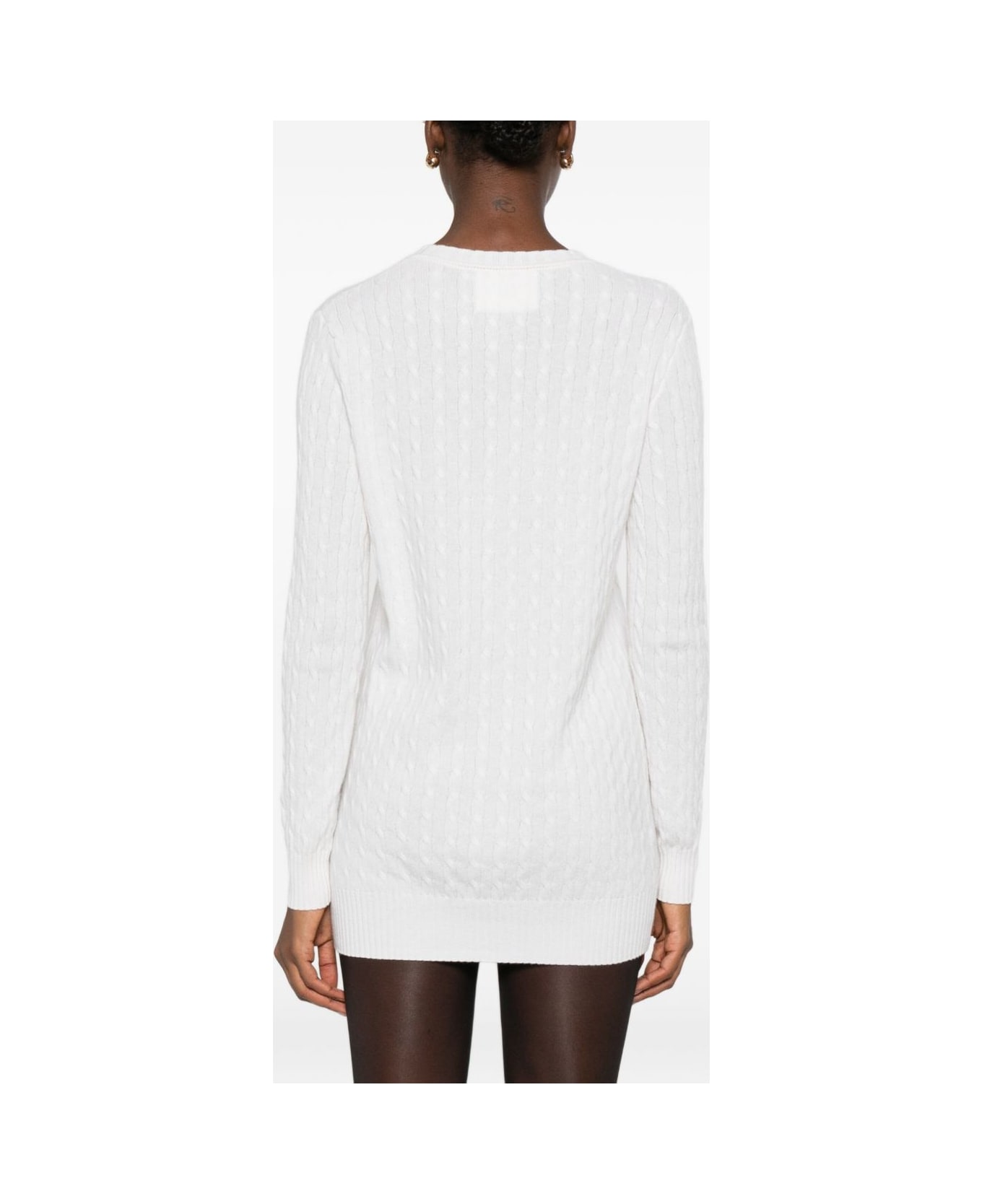 Lisa Yang Long, Flat-knit Wool Cardigan Sweater - White