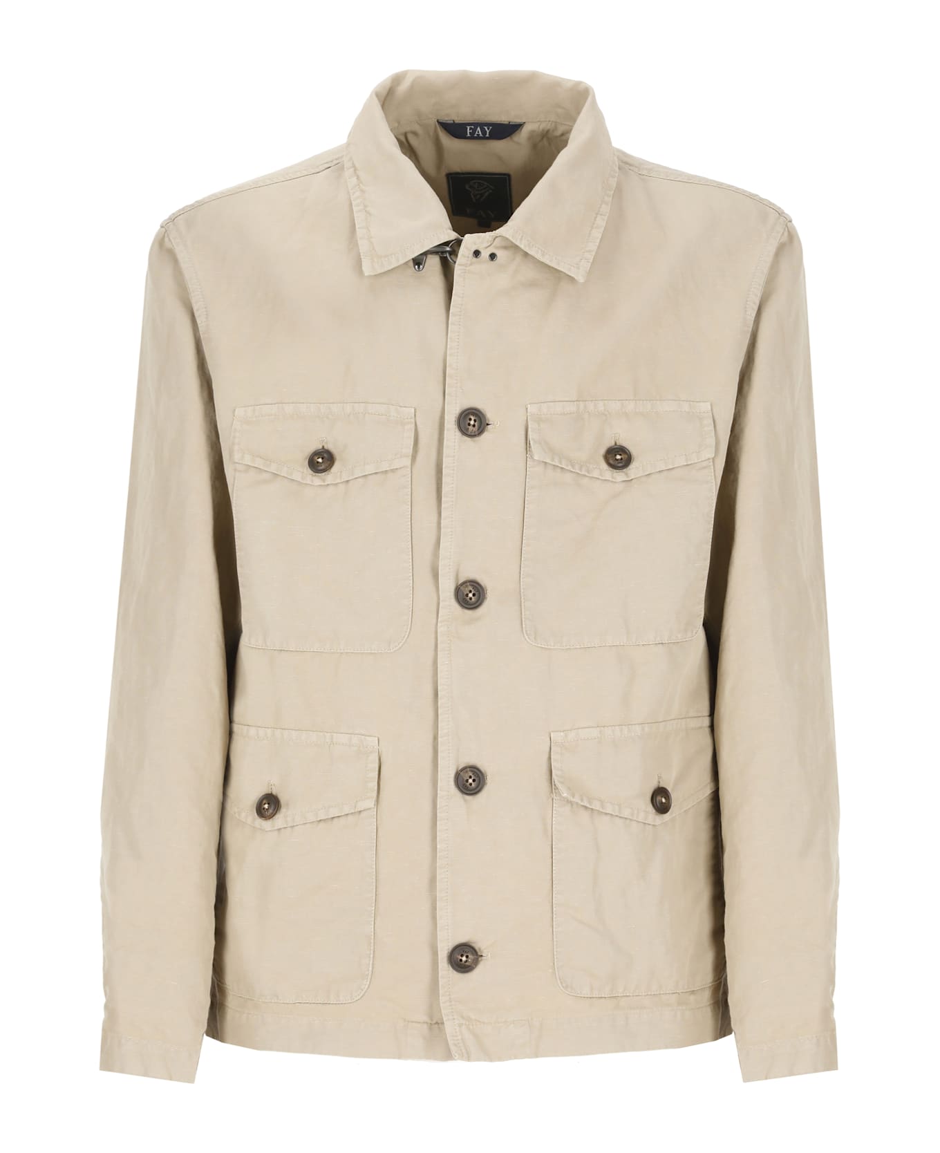 Fay Cotton And Linen Jacket - Beige