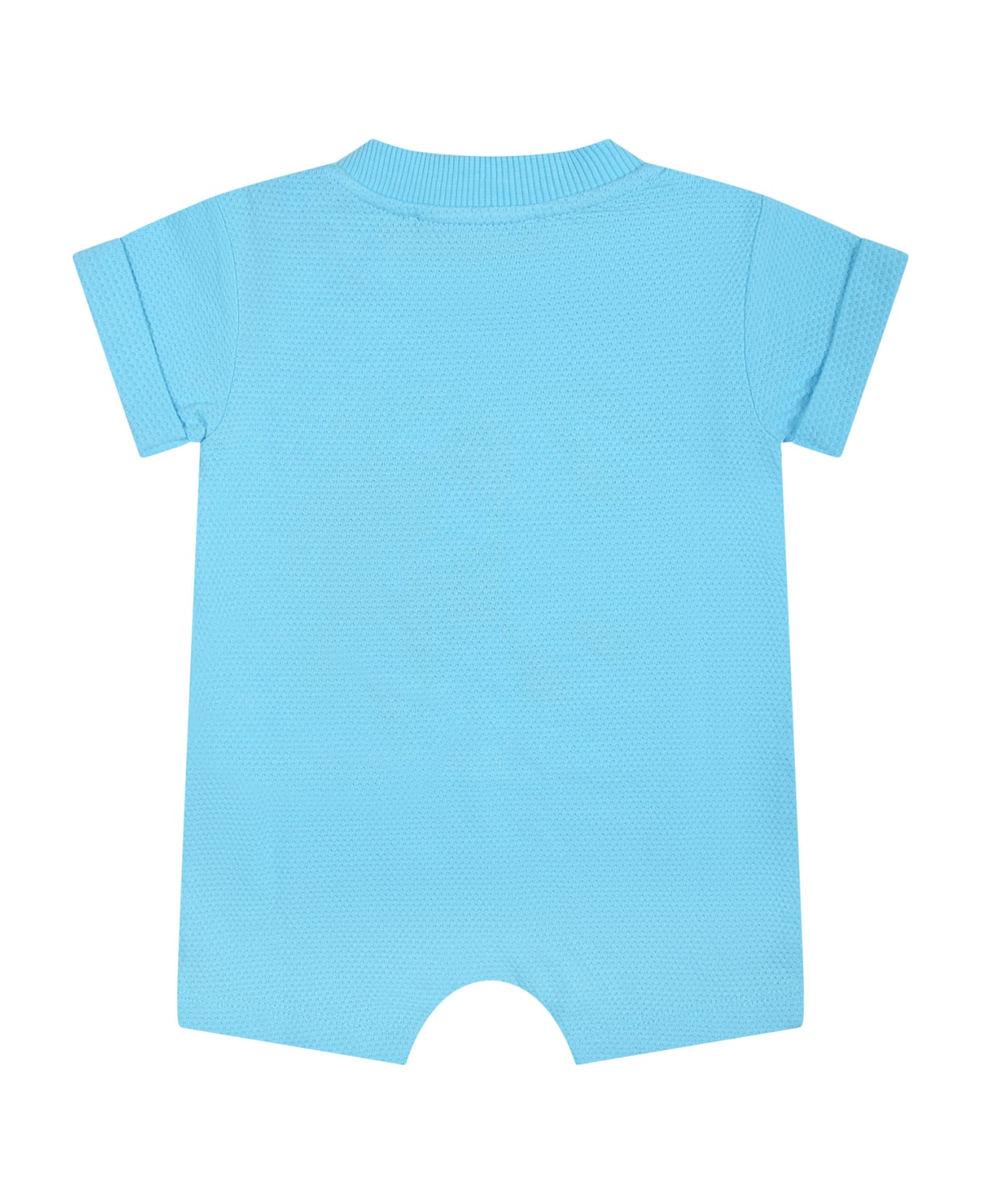 Moschino Light Blue Romper For Baby Boy With Teddy Bear - Light Blue ボディスーツ＆セットアップ