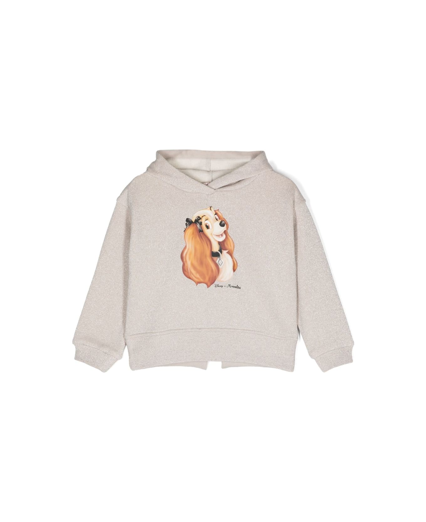 Monnalisa Beige Sweatshirt Girl - Ecrù/Argento