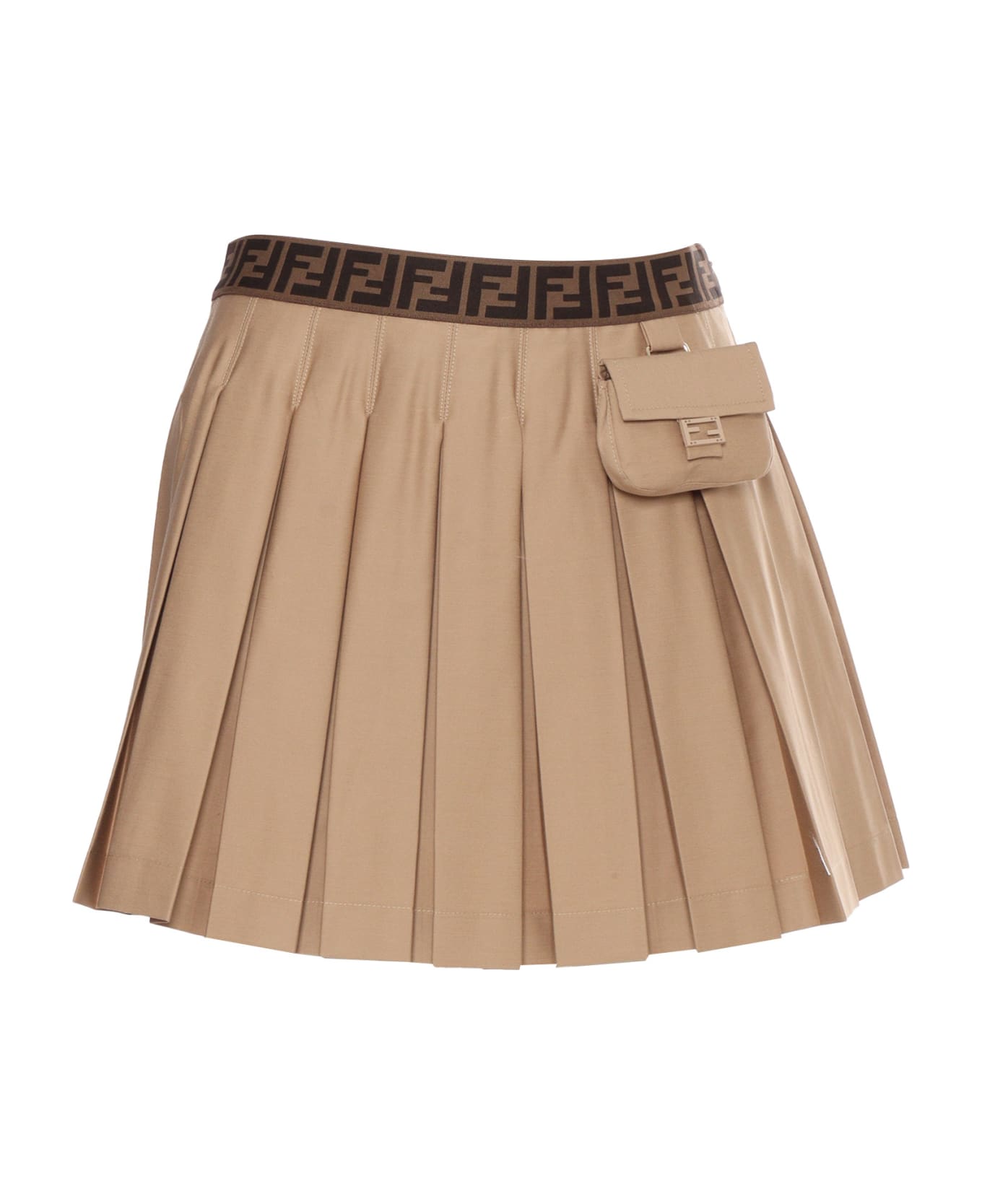 Fendi Beige Gabardine Skirt - BEIGE