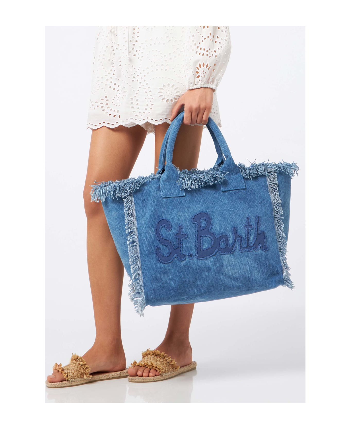 MC2 SAINT BARTH NAO0001NAOMI02774H 関税送料込 MC2 Saint Barth Denim Cotton Canvas Vanity Tote Bag With