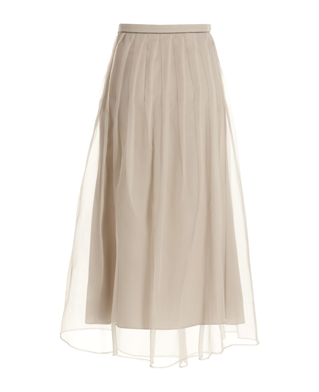 Brunello Cucinelli 
monile
 Detail Silk Skirt - Cream