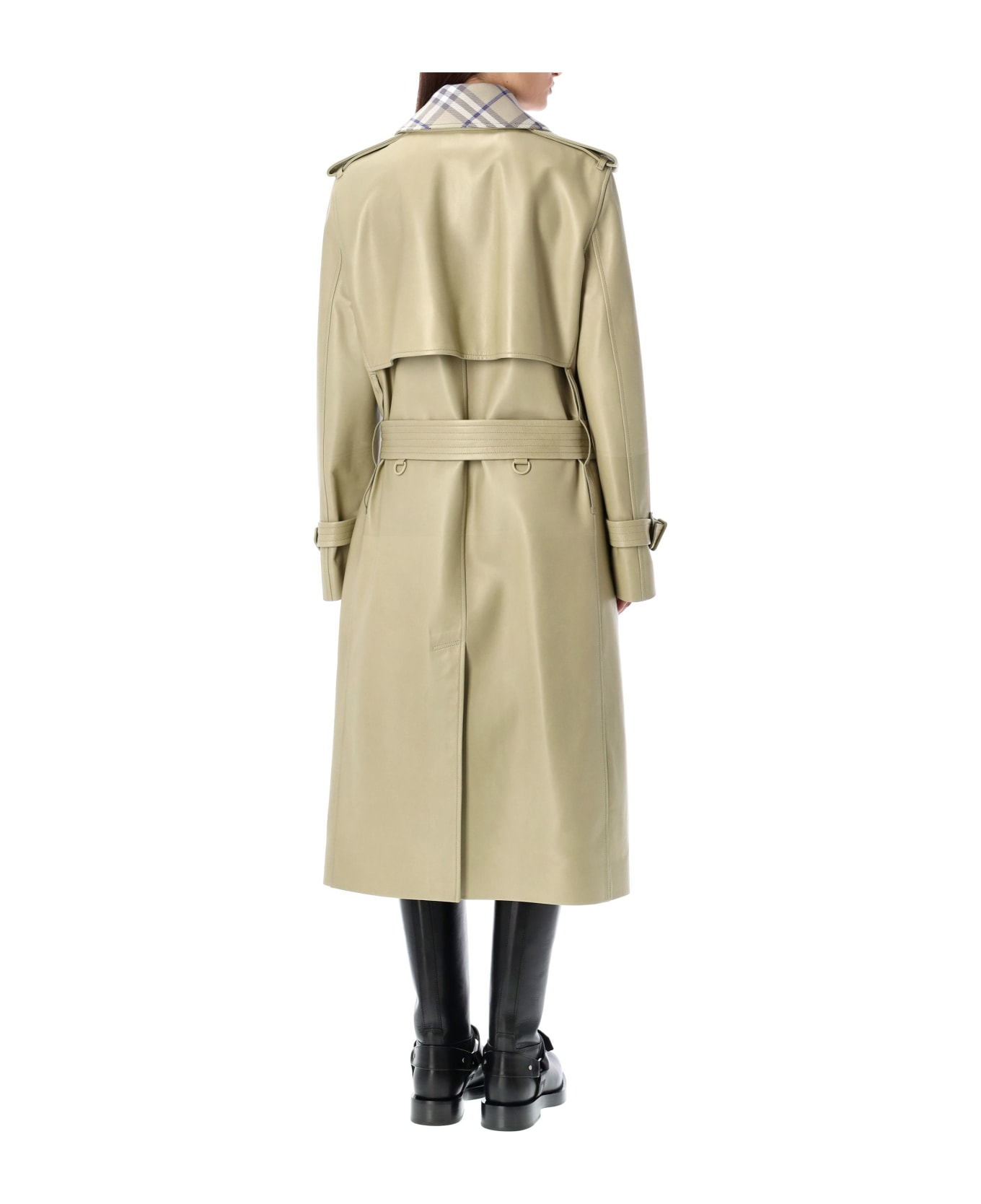 Burberry London Long Leather Trench Coat - HUNTER