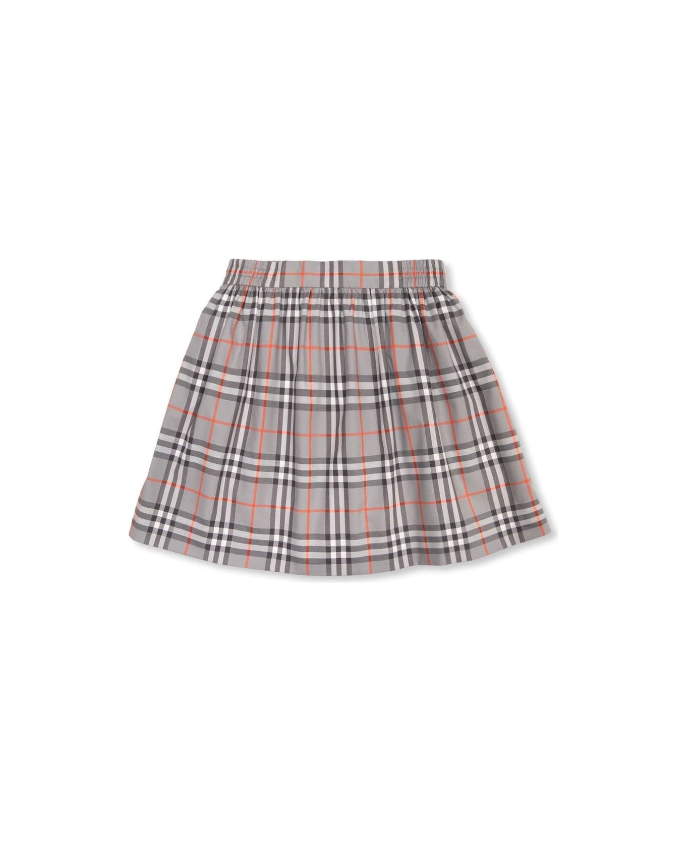 Burberry Checkered Elasticated Waist Skirt - Grigio