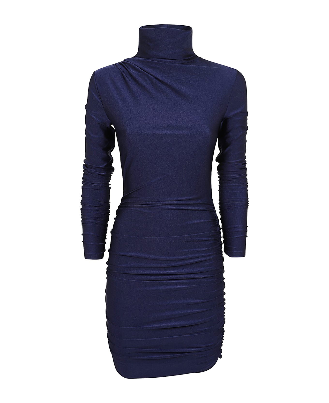 The Andamane Oleandra Mini - Turtleneck Draped Mini - Dark Blue