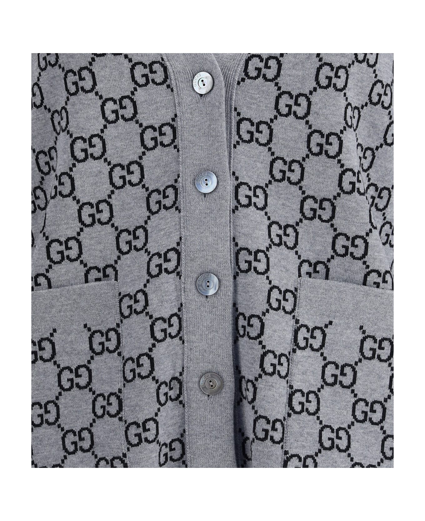 Gucci Gg Supreme Reversible Cardigan - Smoke Grey