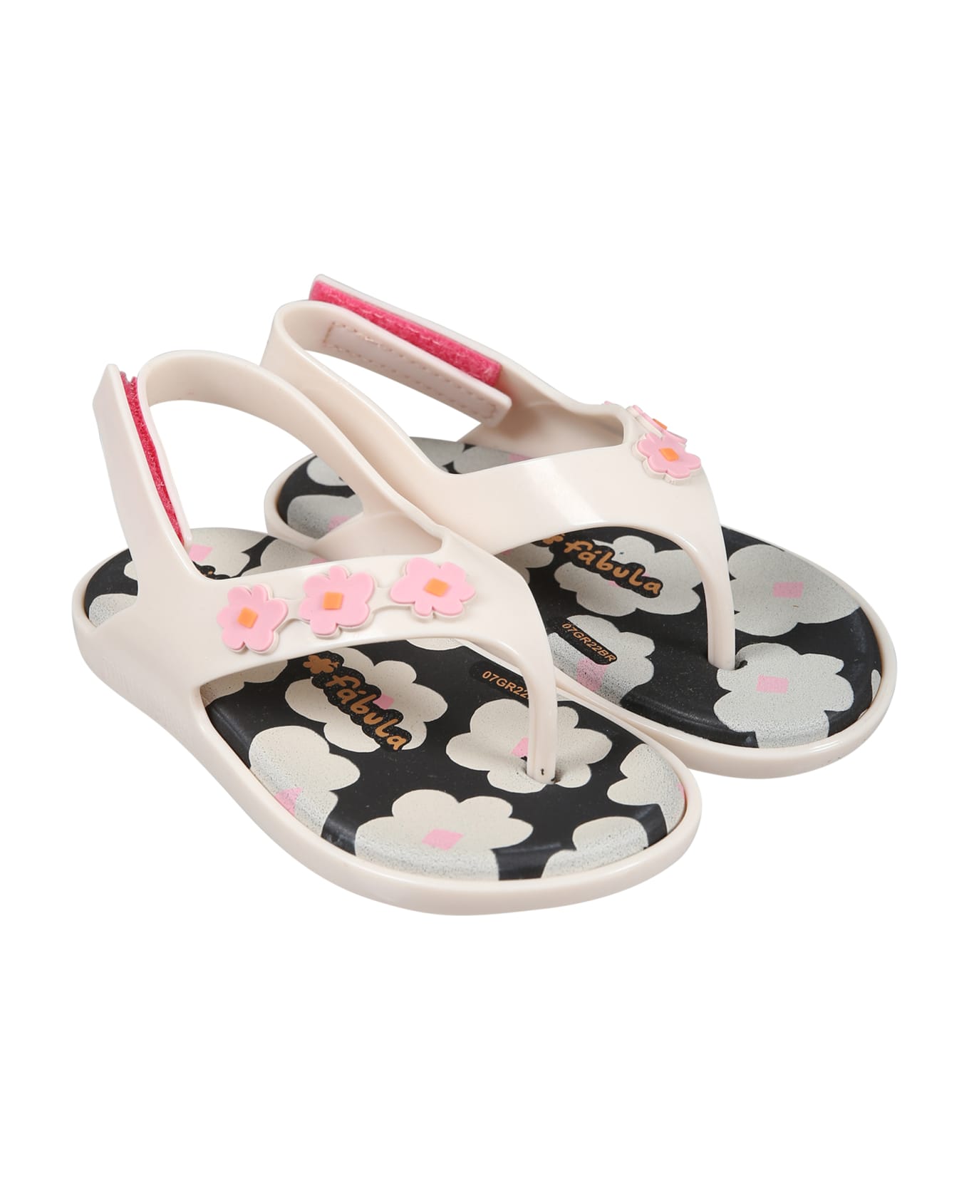 Melissa Pink Flip Flops For Girl With Flowers And Logo - Pink