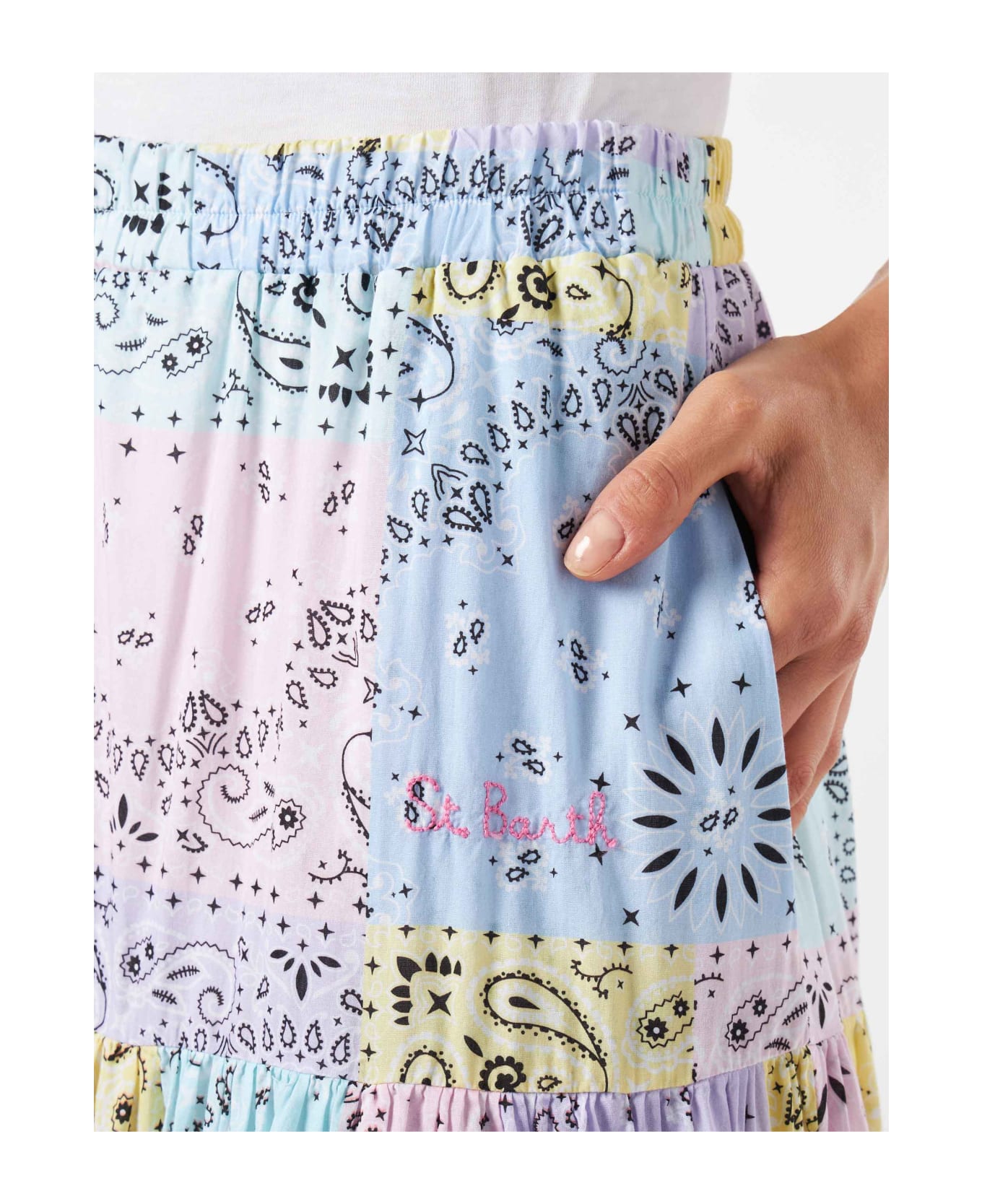 MC2 Saint Barth Bandanna Print Cotton Skirt - MULTICOLOR