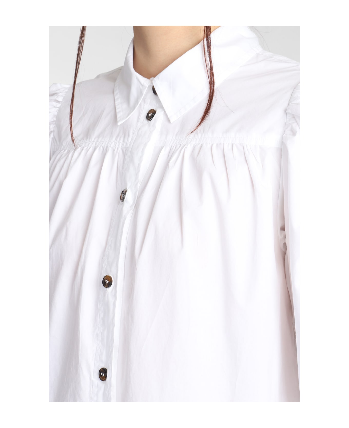 Ganni Puff Sleeved Shirt - White シャツ