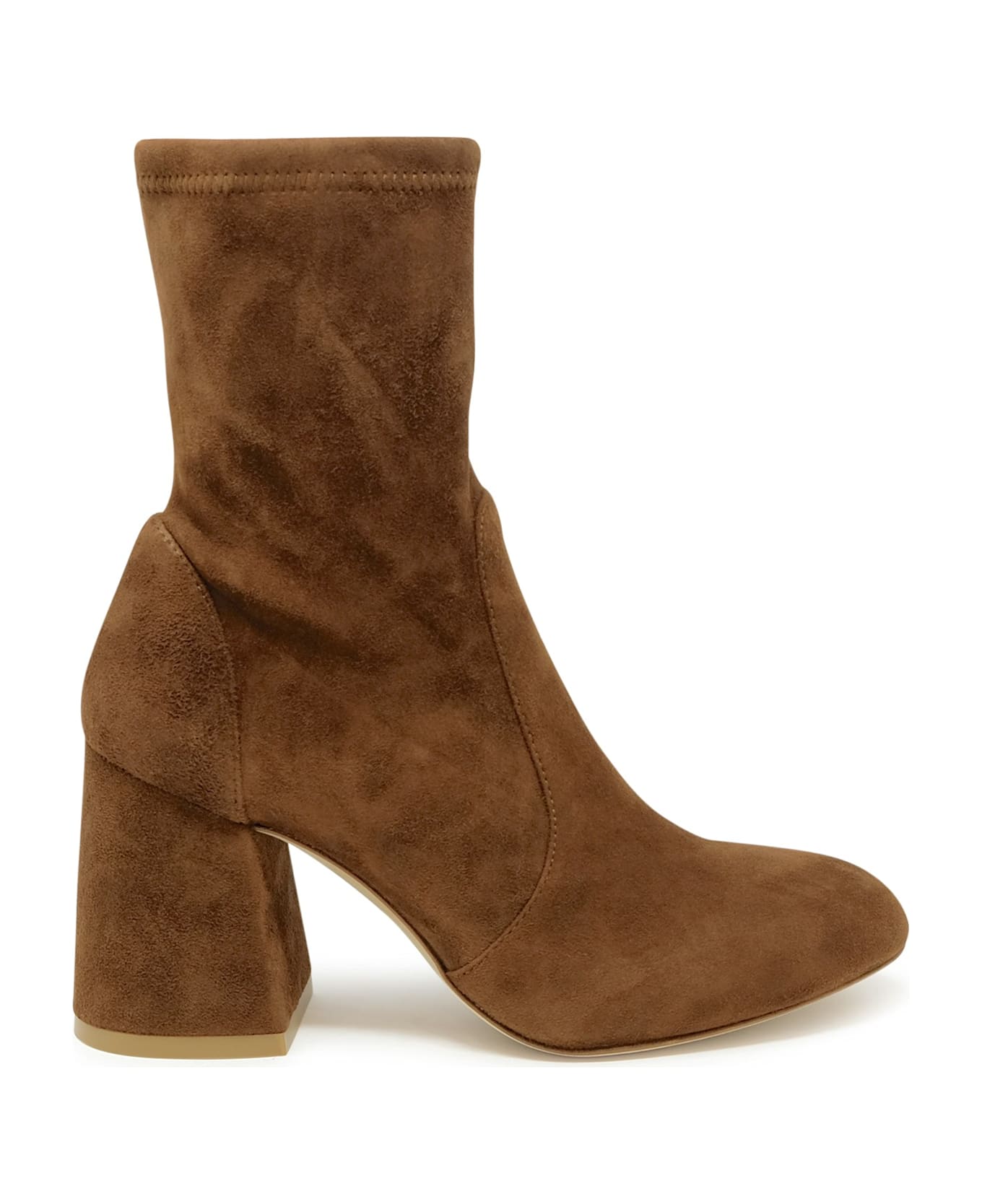 Stuart Weitzman E Suede Flareblock 85 Stretch Bootie - BROWN