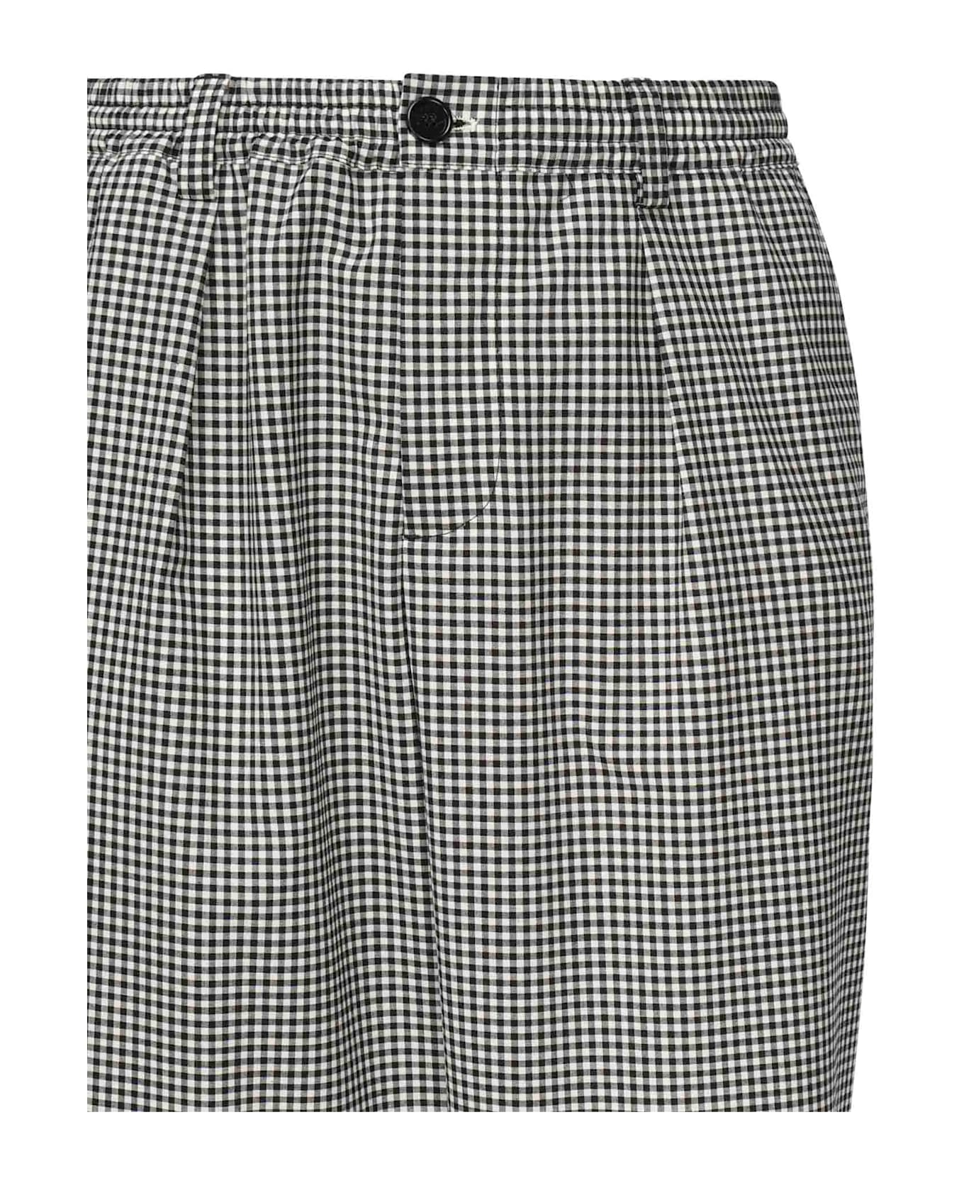 Marni Checked Wool Trousers - Black