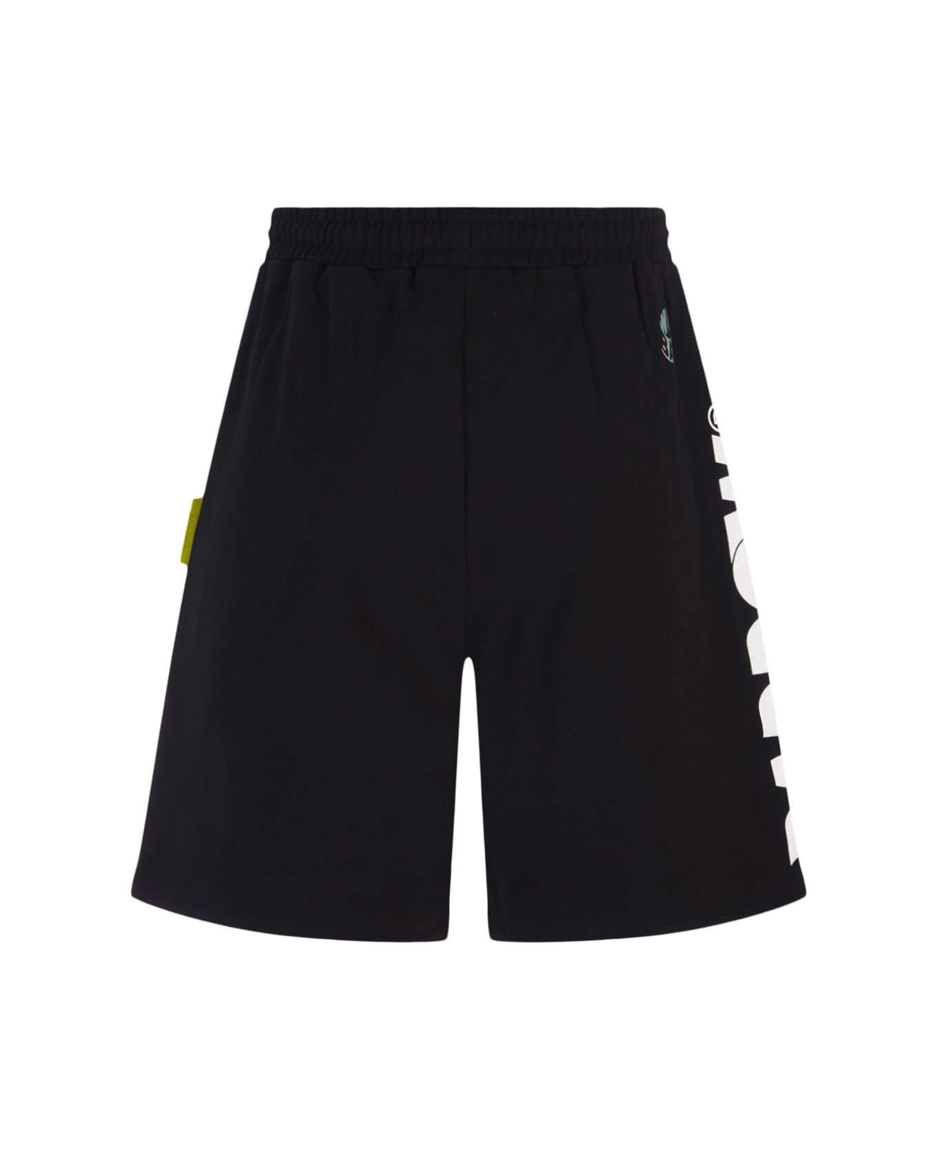 Barrow Black Bermuda Shorts With Contrast Lettering Logo - Black ショートパンツ
