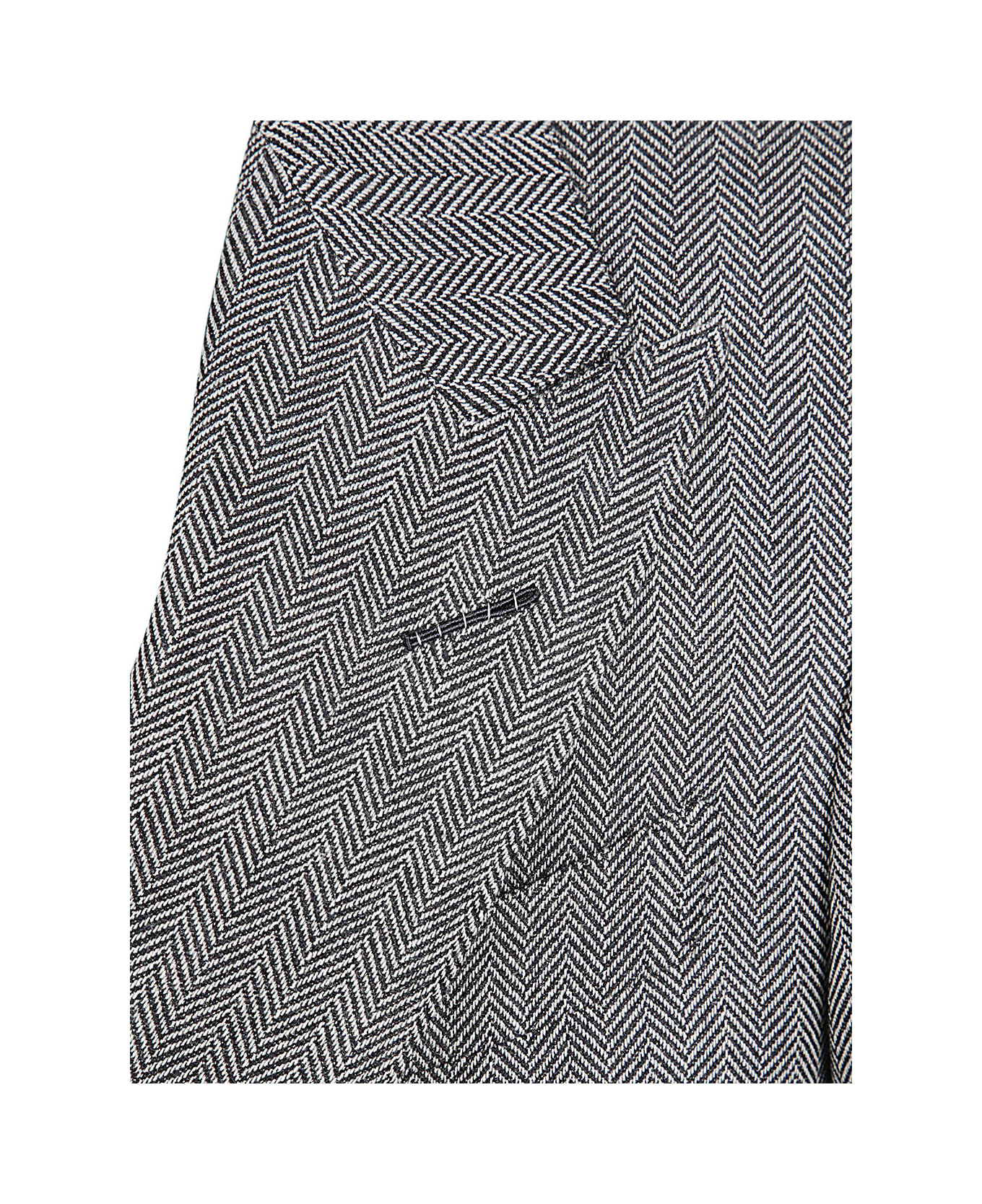 Tom Ford Wool Silk Linen Herringbone Shelton Jacket - Zawbl Combo White Black