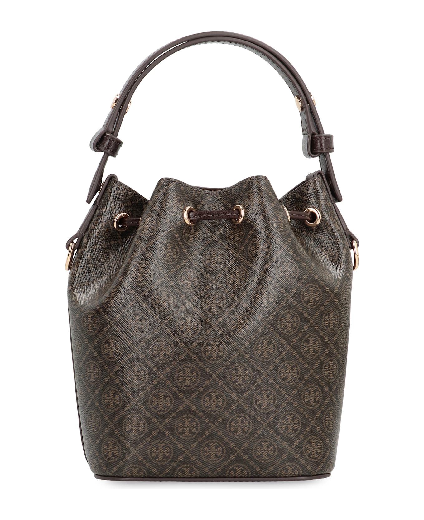 Tory Burch Mini Bucket Bag T Monogram In Canvas - brown