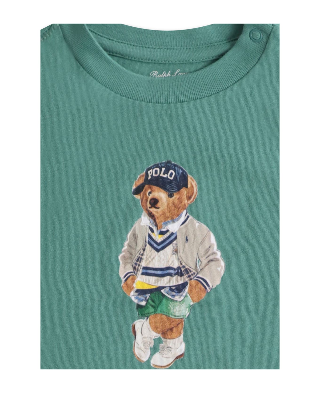 Ralph Lauren Green T-shirt For Baby Boy With Polo Bear - Green