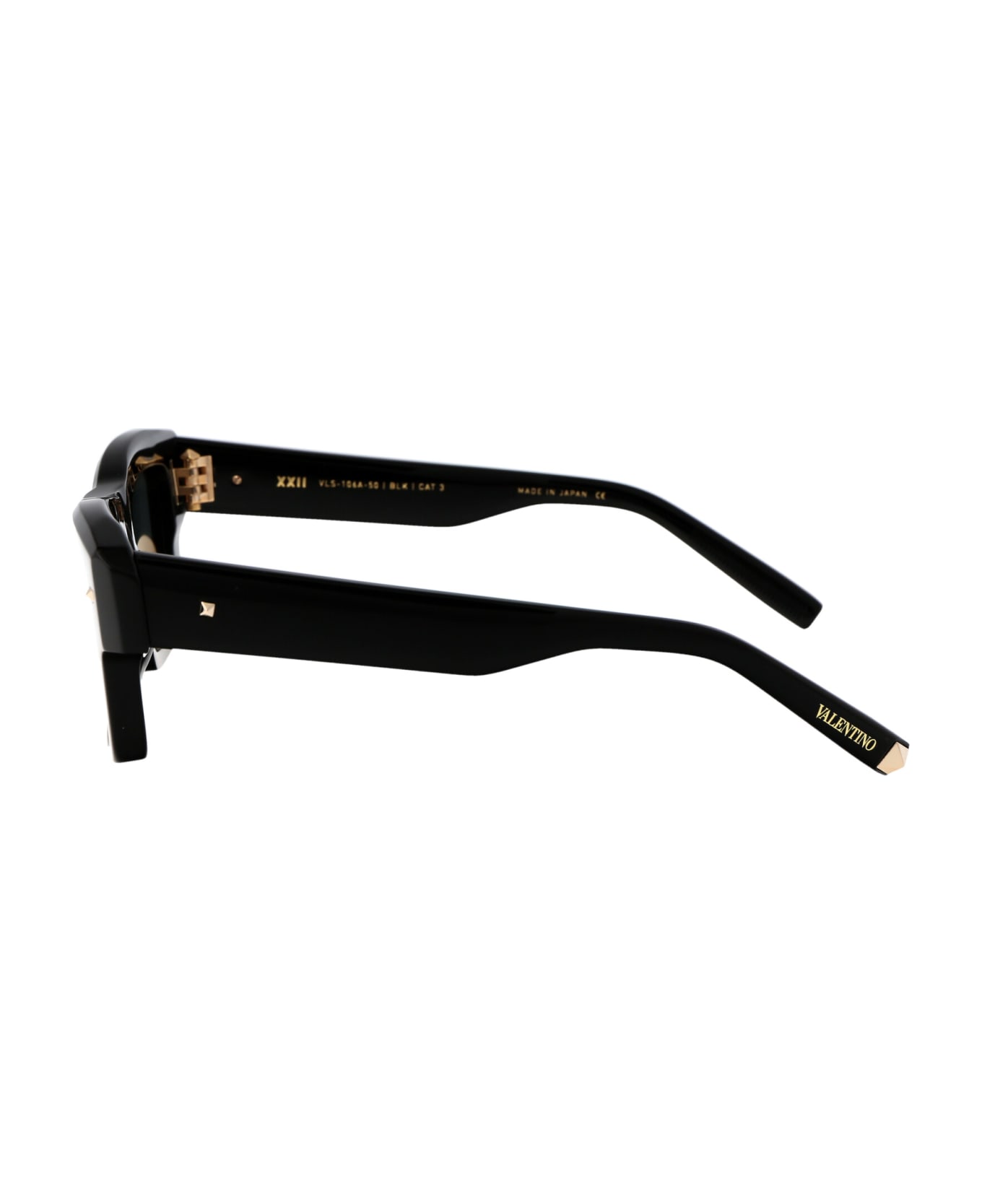 Valentino Eyewear Xxii Sunglasses - Black - White Gold w/Dark Green Lenses サングラス