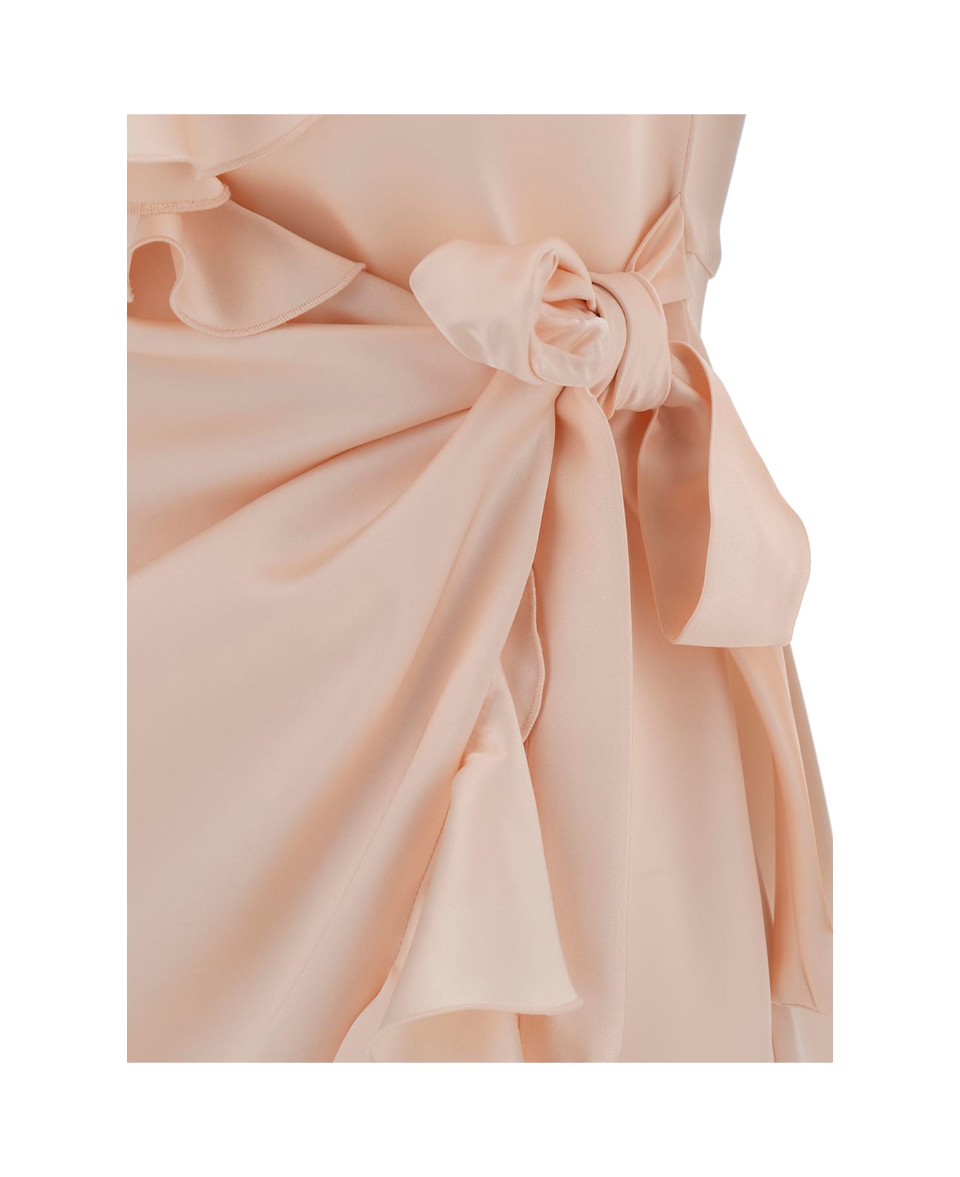 Philosophy di Lorenzo Serafini Longuette Pink Wrap-dress With Ruche In Satin Woman Philosophy di Lorenzo Serafini ワンピース＆ドレス