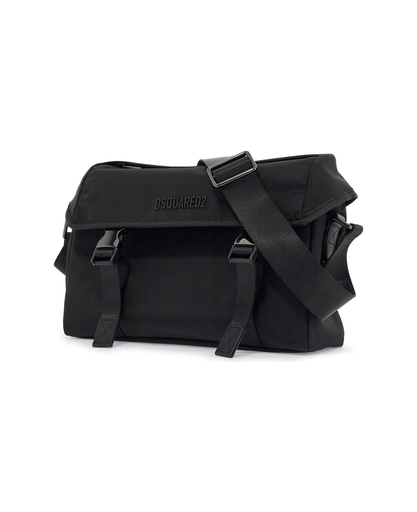 Dsquared2 Black Shoulder Bag In Polyamide With Spacious Compartment - NERO (Black)