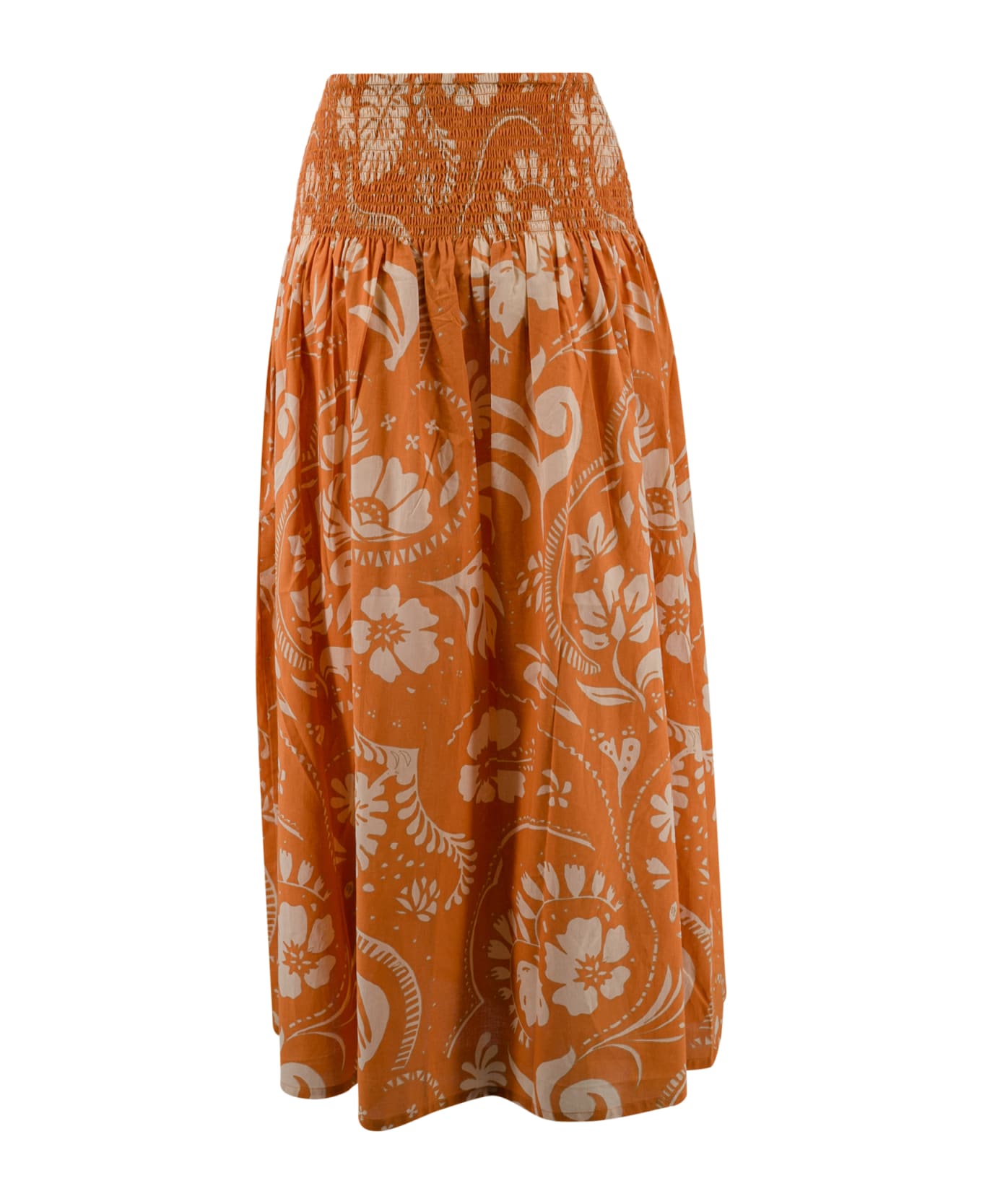 Surkana Long Skirt With Elastic Gathers At The Waist - Brown スカート