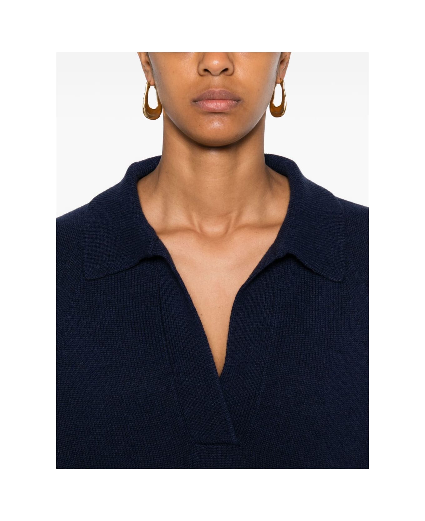 Emporio Armani Wool Oversized Polo Shirt - Blue