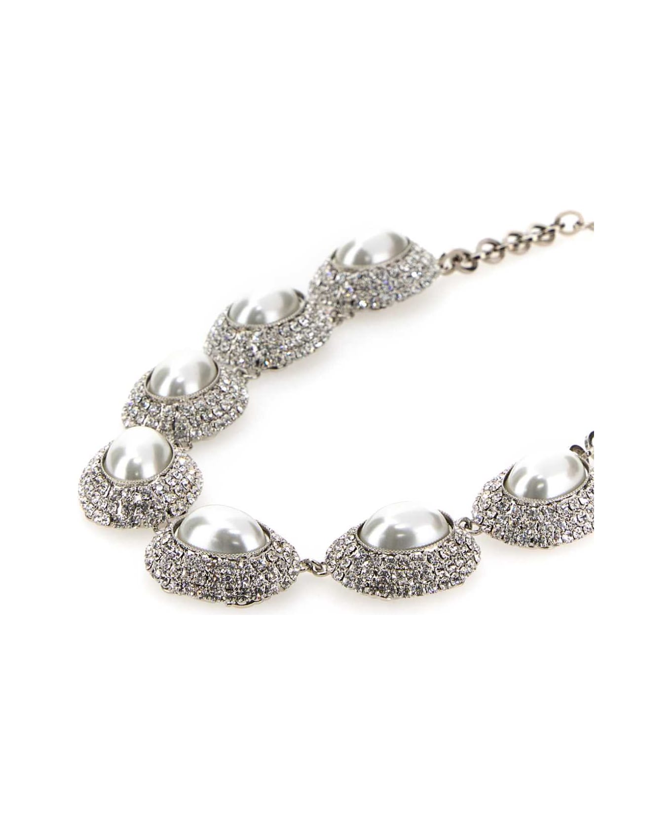 Alessandra Rich Embellished Metal Necklace - CRYSILVER ネックレス