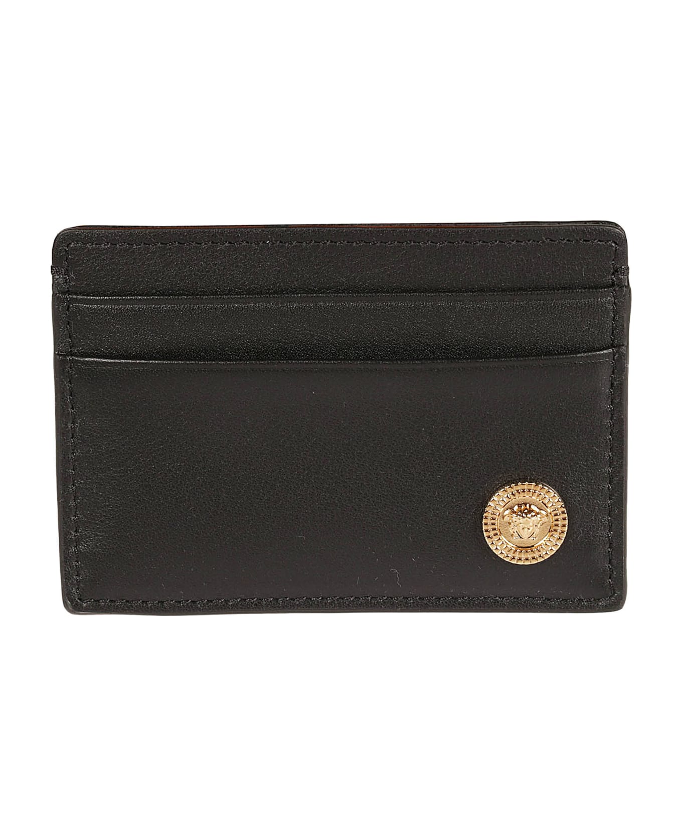 Versace Medusa Button Embellished Card Holder - black