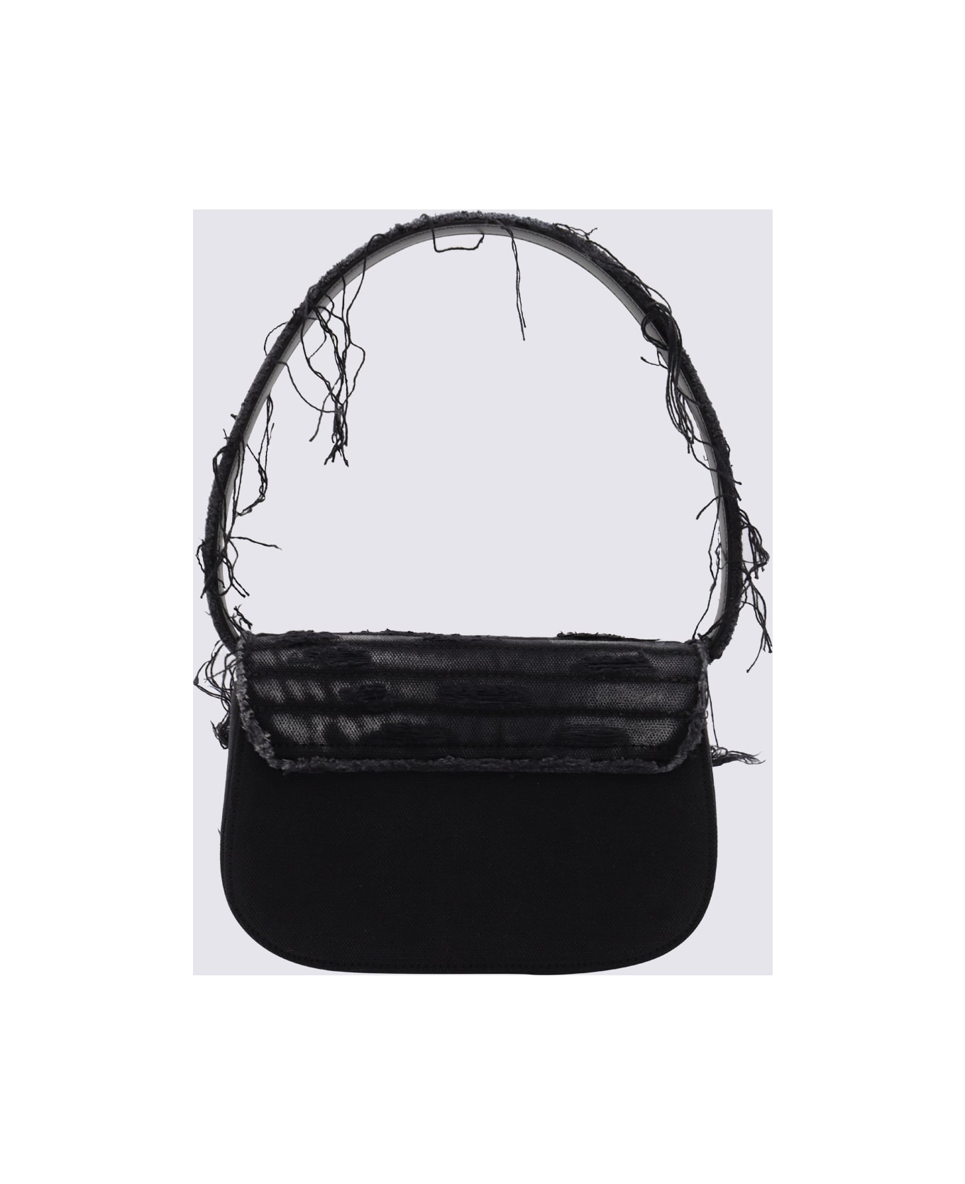 Diesel Black Leather D Shoulder Bag - Black