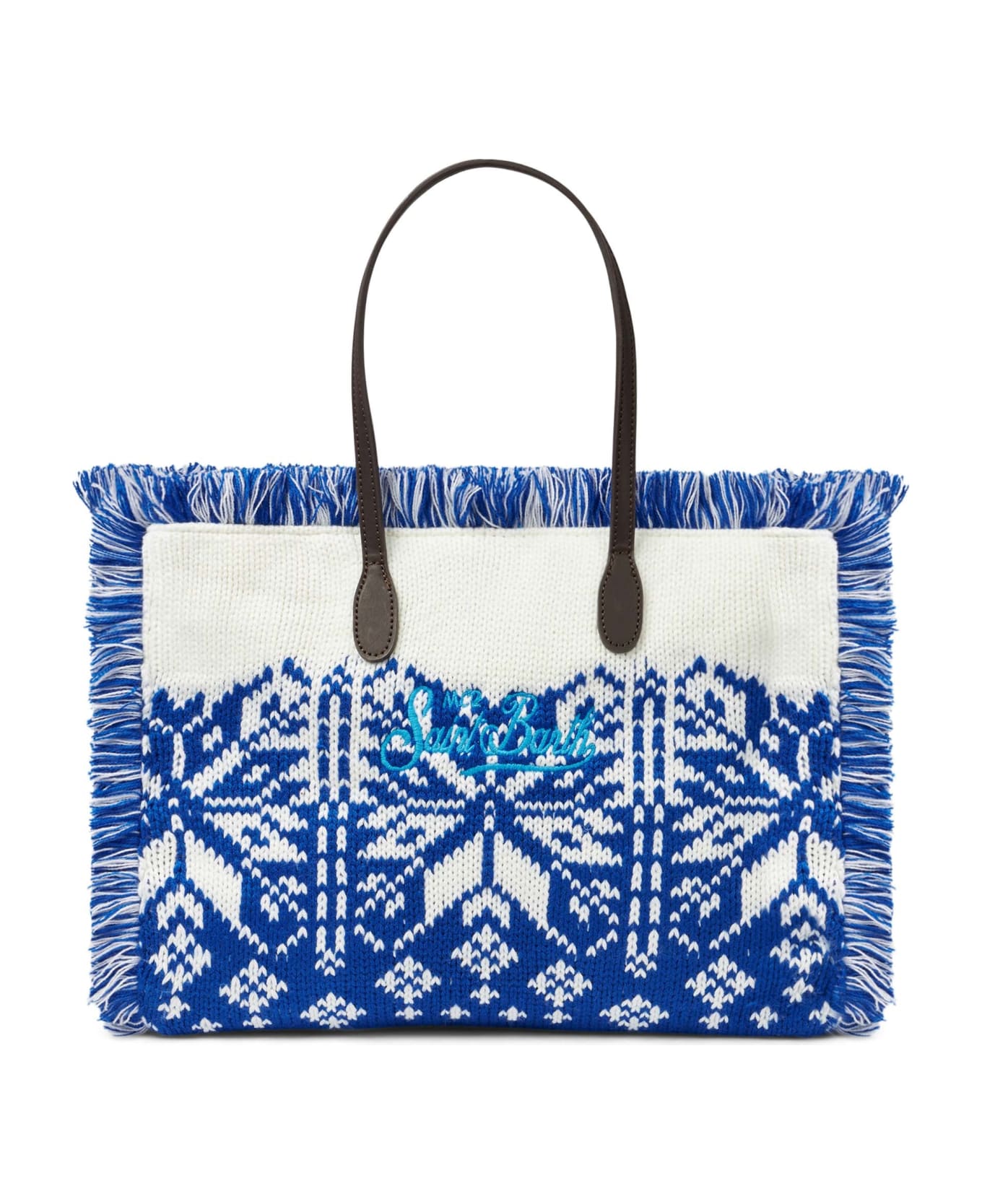 MC2 Saint Barth Vanity Wooly Shoulder Bag With Nordic Pattern - BLUE